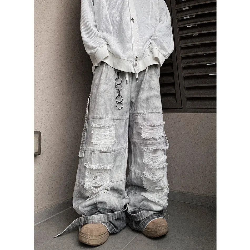 Japanese Brand Vintage loose y2k ripped jeans Size US 32 / EU 48 - 1 Thumbnail