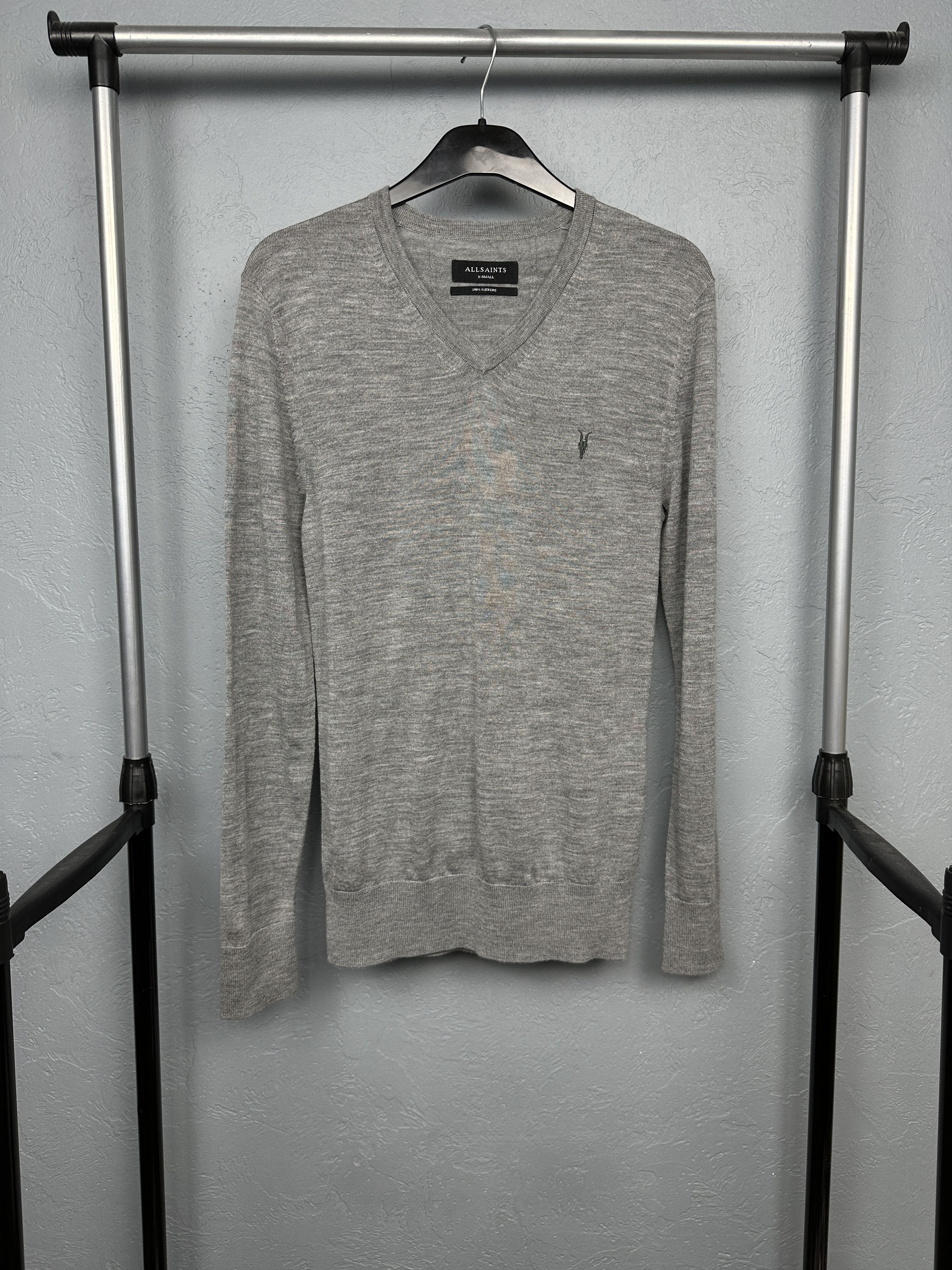 Allsaints AllSaints Mens Mode Merino V-Neck Wool Knit Sweater Size US XS / EU 42 / 0 - 1 Thumbnail