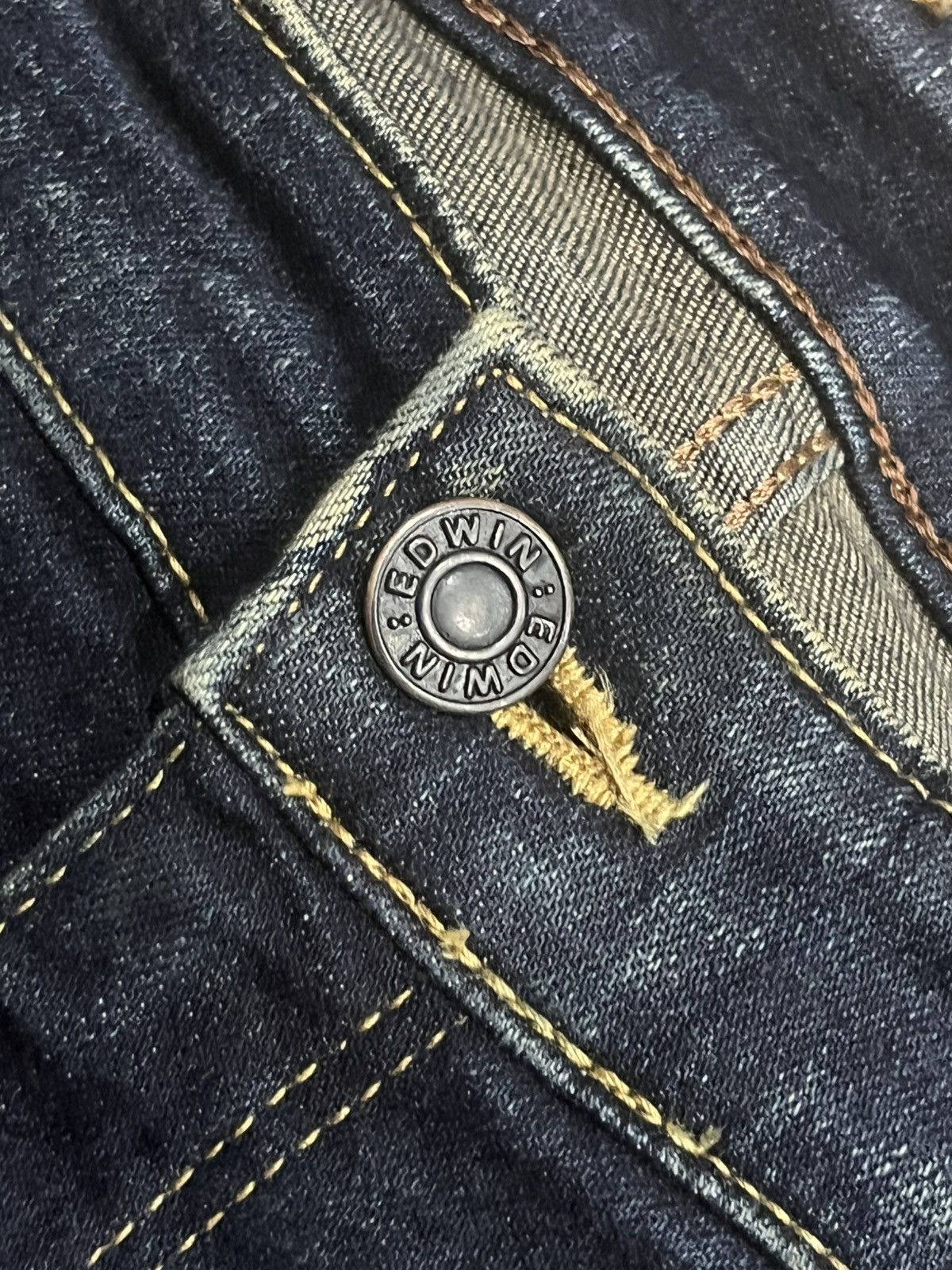 Balmain Vintage Japanese Brand Edwin Pure Dark Blue Wash Biker Jeans Size US 32 / EU 48 - 5 Thumbnail