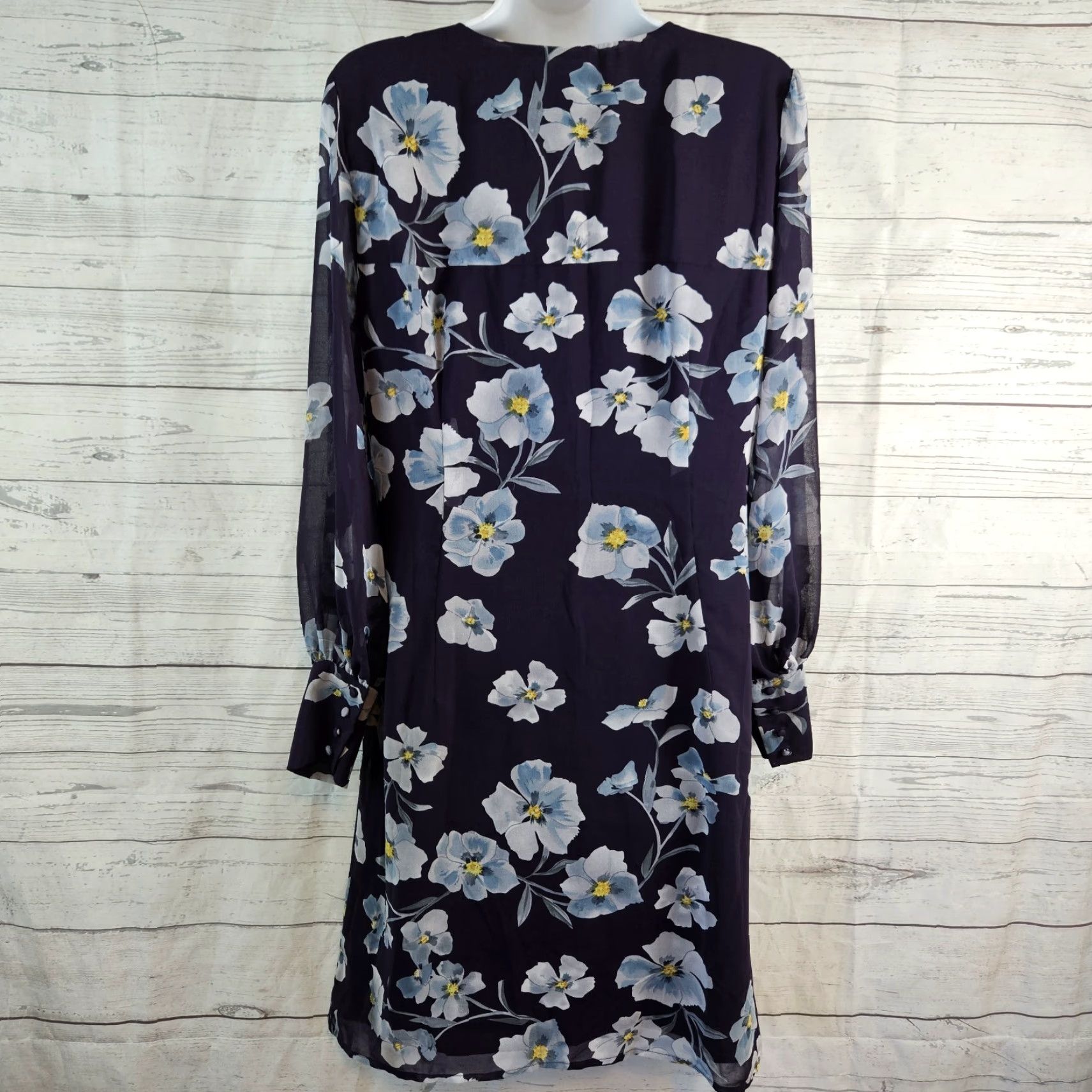Vintage Cabi 4018 Womens Ellery Dress Sz M Purple Blue Floral Long Sleeve Size M / US 6-8 / IT 42-44 - 3 Thumbnail