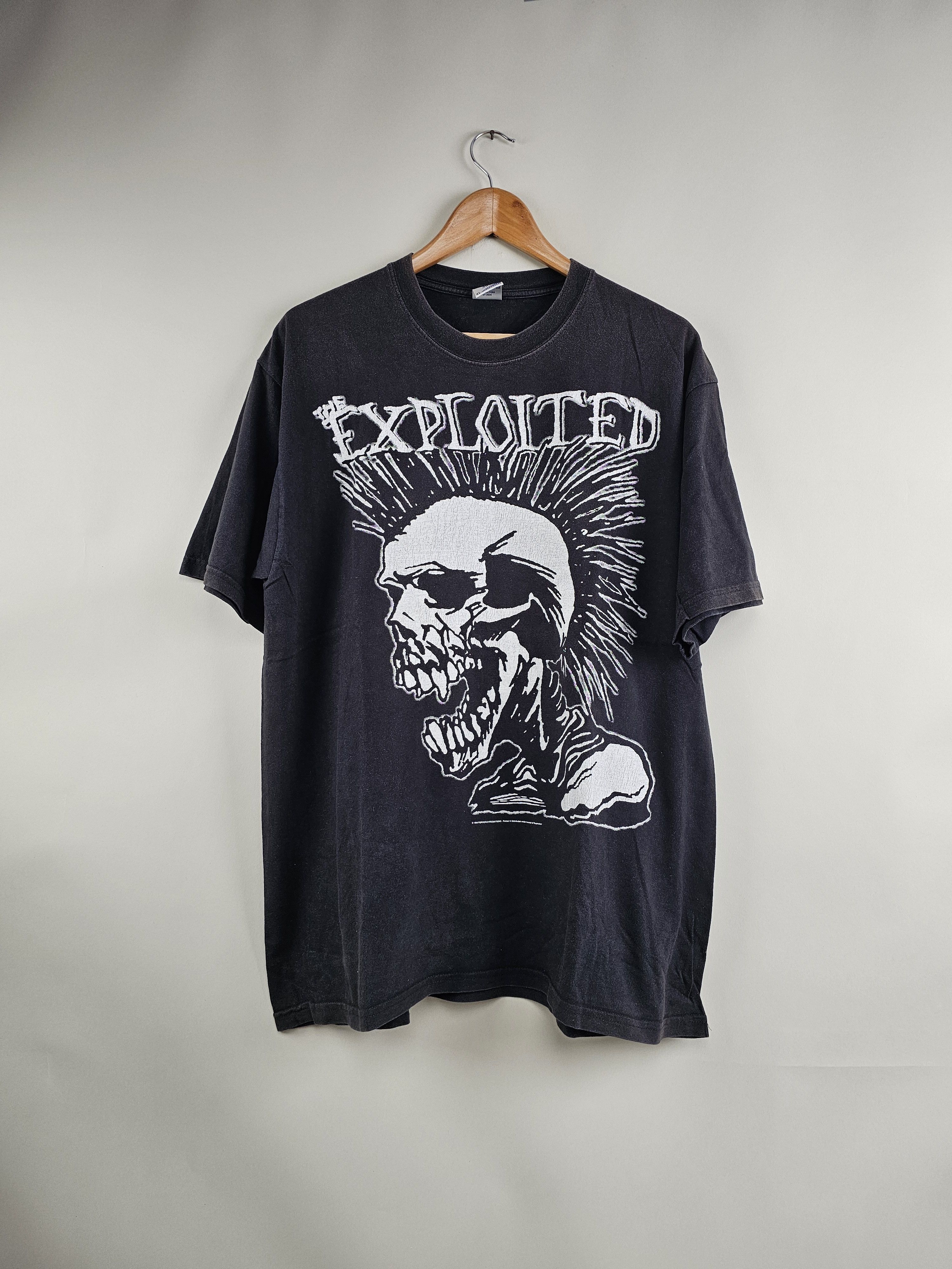 image of Band Tees x Rock Tees 1998 The Exploited Total Chaos 90's Punk XL 23" 30" in Black, Men's