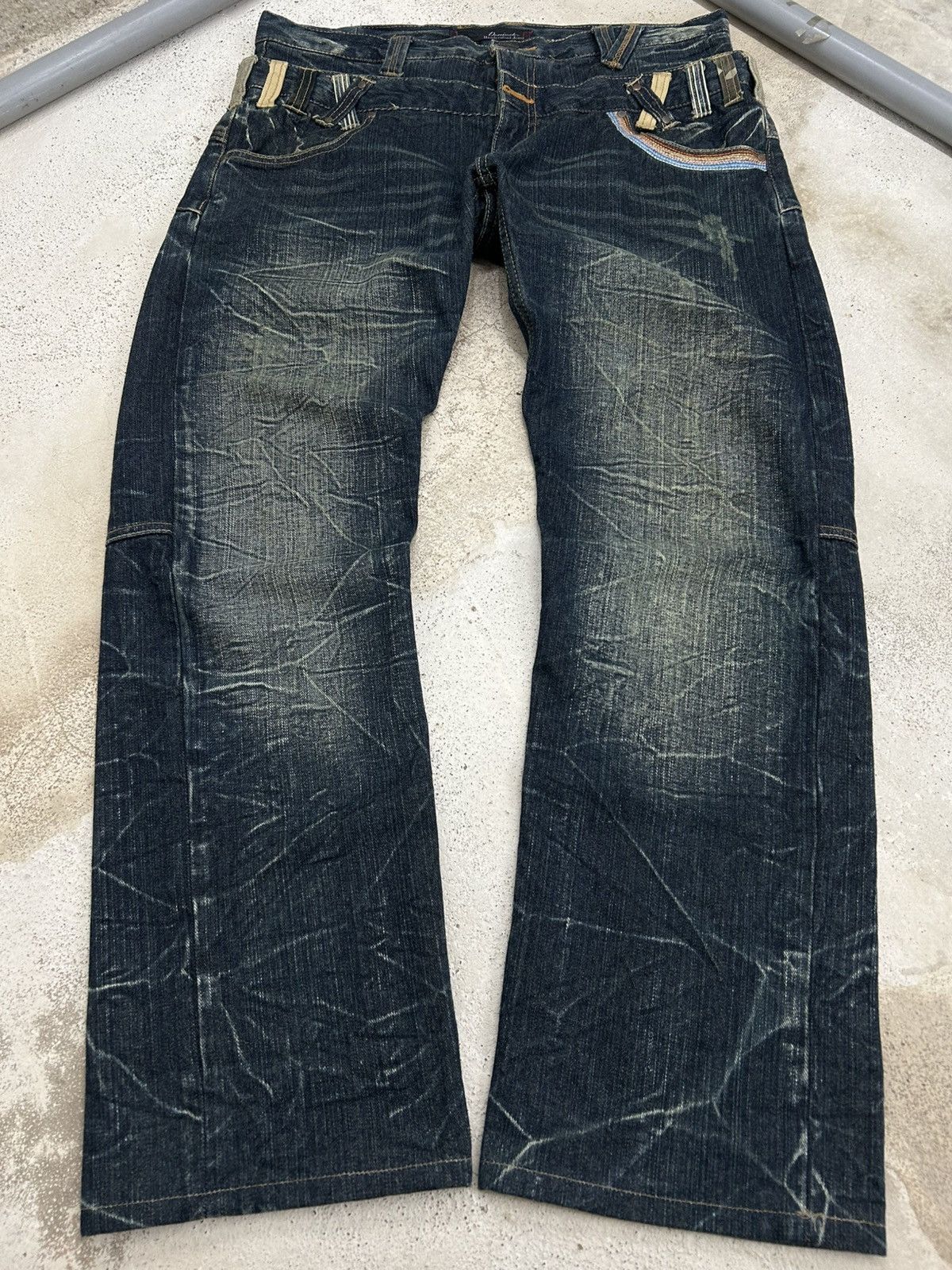 Le Grande Bleu (L.G.B.) Vintage Dominate Double Waist Jeans Clawn Marks Washed Size US 34 / EU 50 - 1 Thumbnail