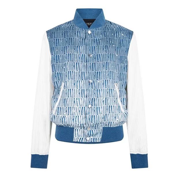 image of Amiri O1G2R1Mq0324 Bomber Jacket In Blue, Men's (Size Medium)