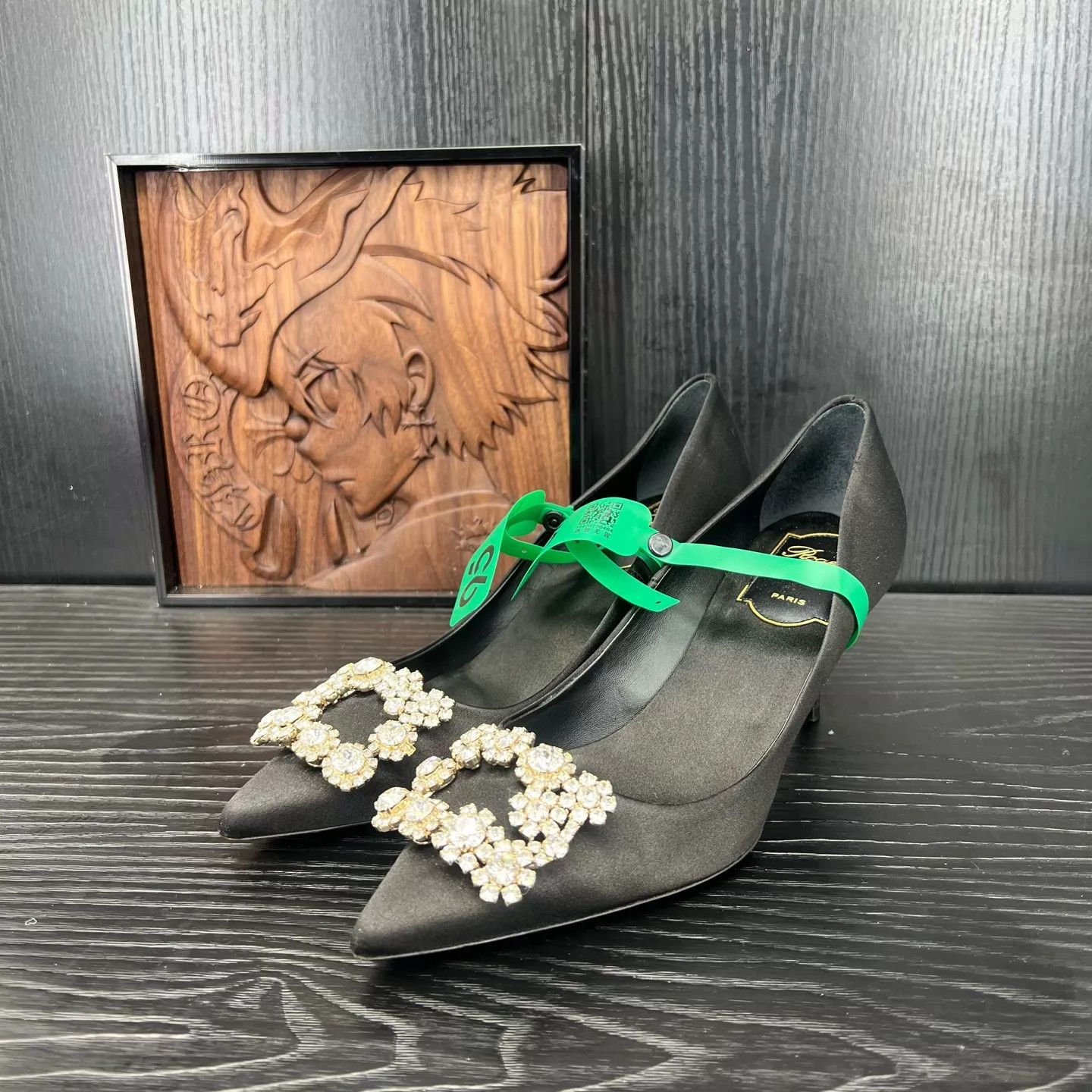 Roger Vivier RV women's Black Crystal-Embellished Heels 36 (minor scuffs) Size US 5.5 / IT 35.5 - 1 Thumbnail