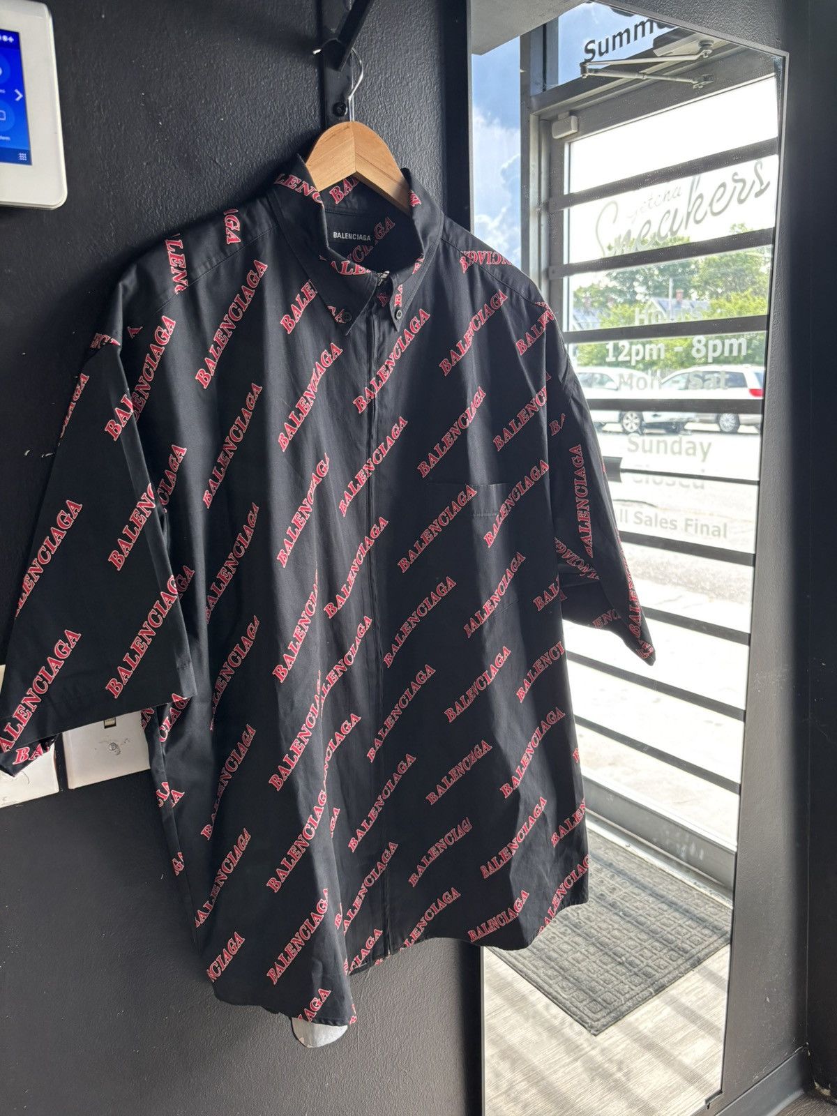 Balenciaga Balenciaga black red repeat logo shirt zip up Size US XL / EU 56 / 4 - 1 Thumbnail