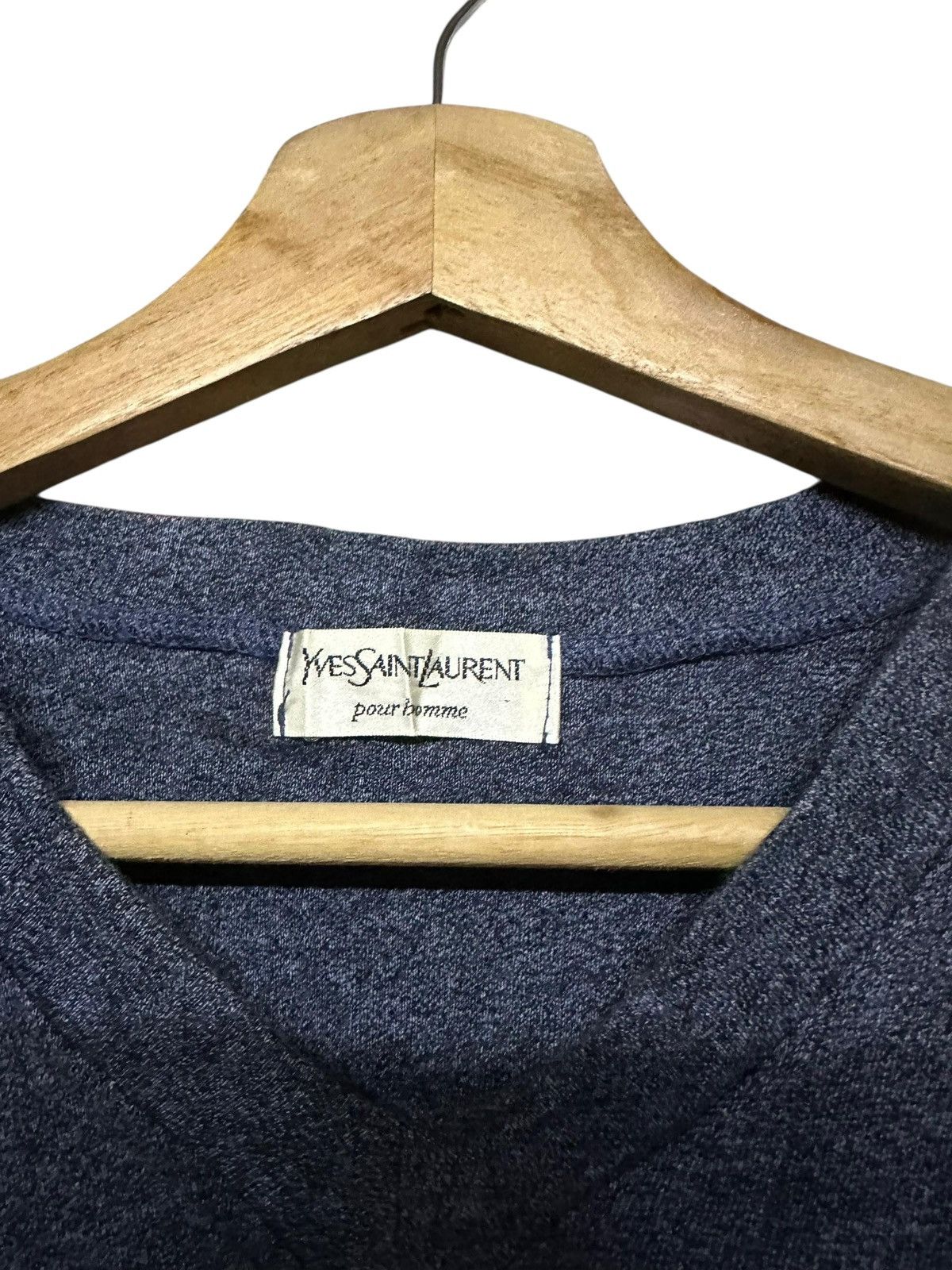 Yves Saint Laurent Vtg🔥YSL YvesSaintLaurent Pour Homme V-neck Small Logo Tee Size US M / EU 48-50 / 2 - 6 Thumbnail