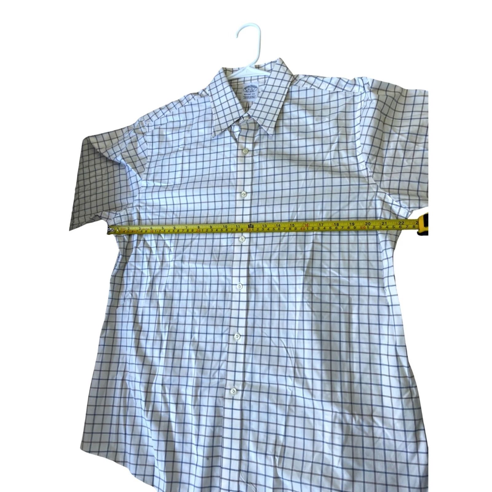 Brooks Brothers Brooks Brothers Dress Shirt White Check Regent Fit 16 Long Sleeve Button-Down Collar Non-Iron Supima Cotton Men Shirt Size 42R - 5 Thumbnail