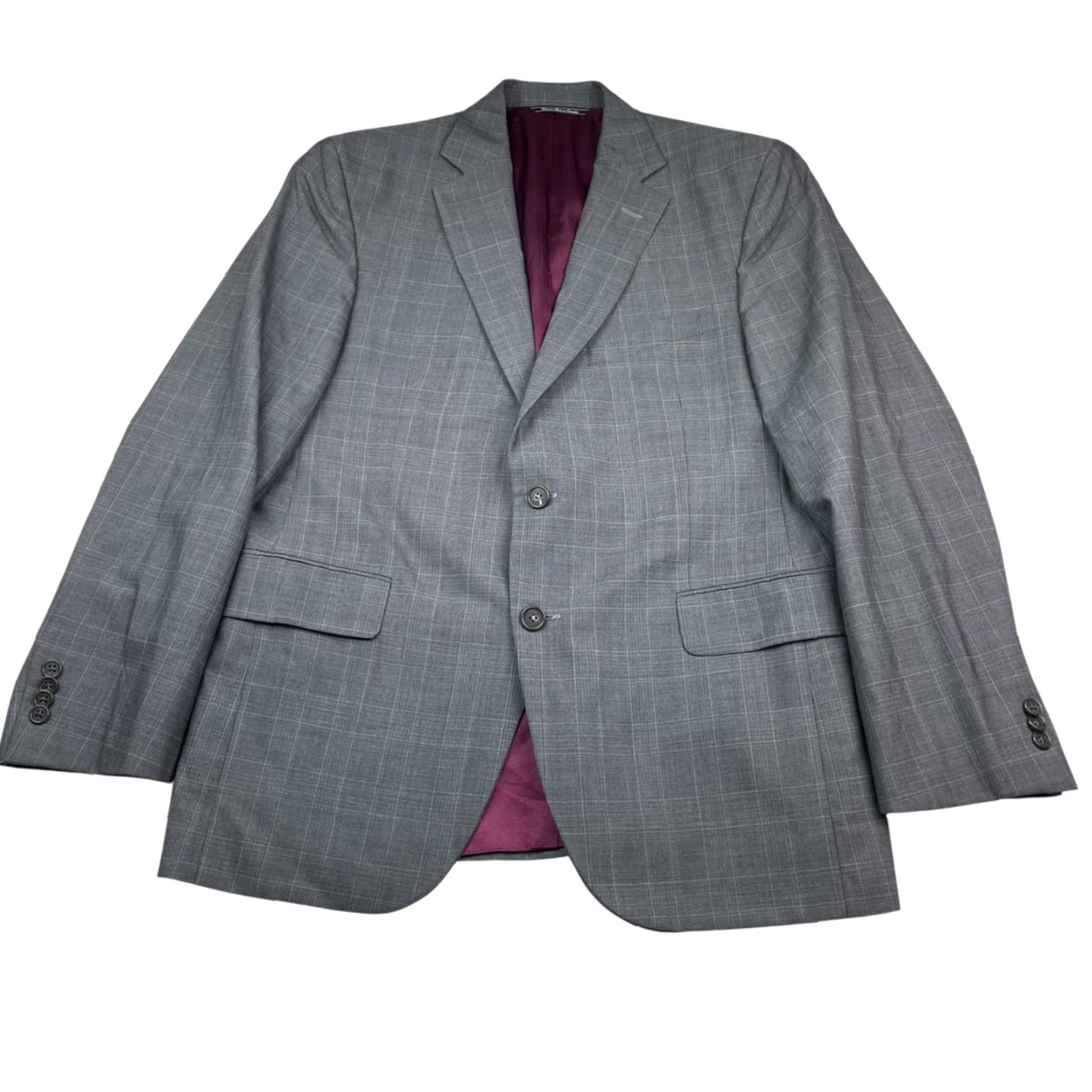 Jack Victor Jack Victor Napoli Men's Blazer 40S Wool Gray Plaid 2-Button Size 40R - 2 Thumbnail