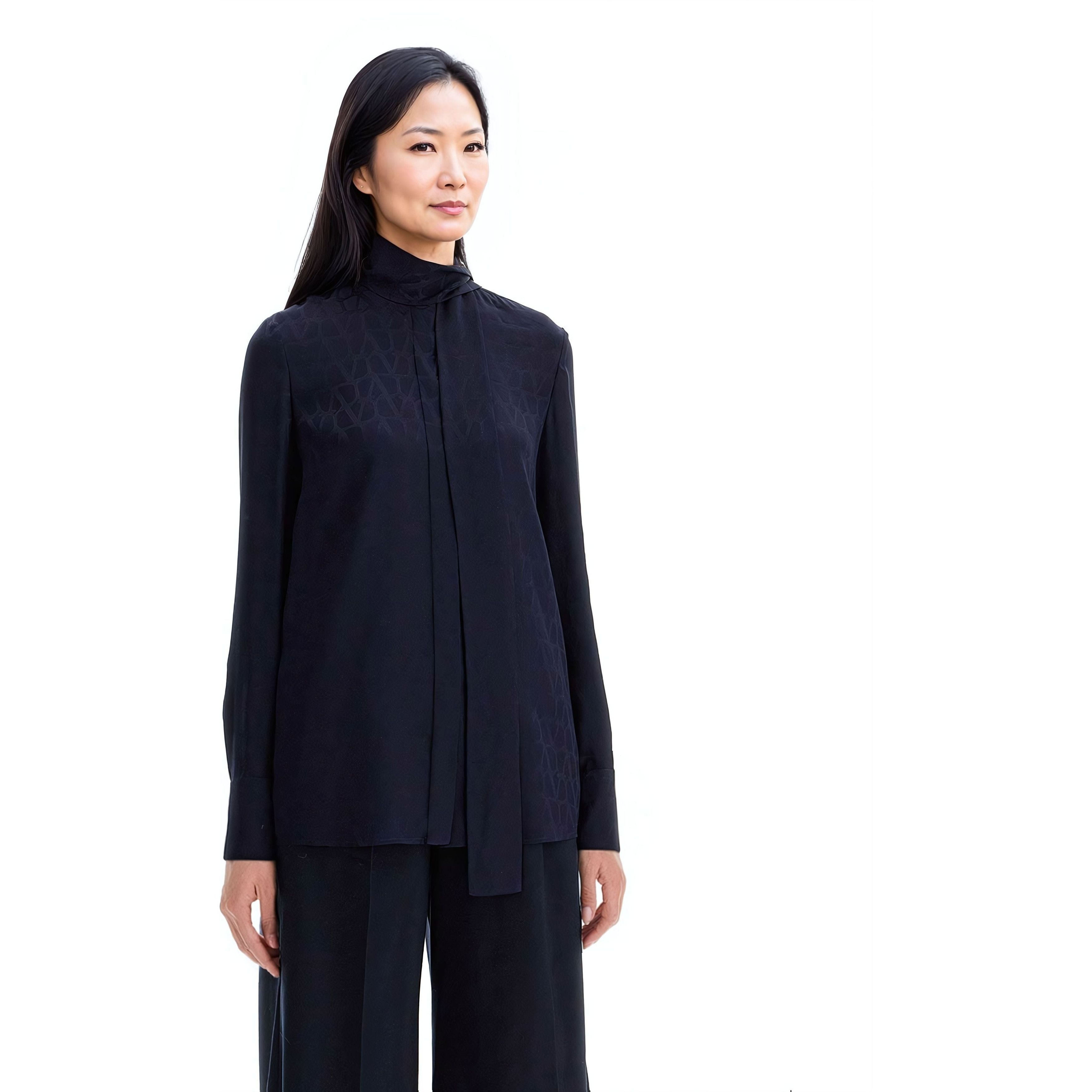 Valentino o1s22i1n0924 Silk Jacquard Toile Iconographe Shirt in Blue Size S / US 4 / IT 40 - 4 Thumbnail