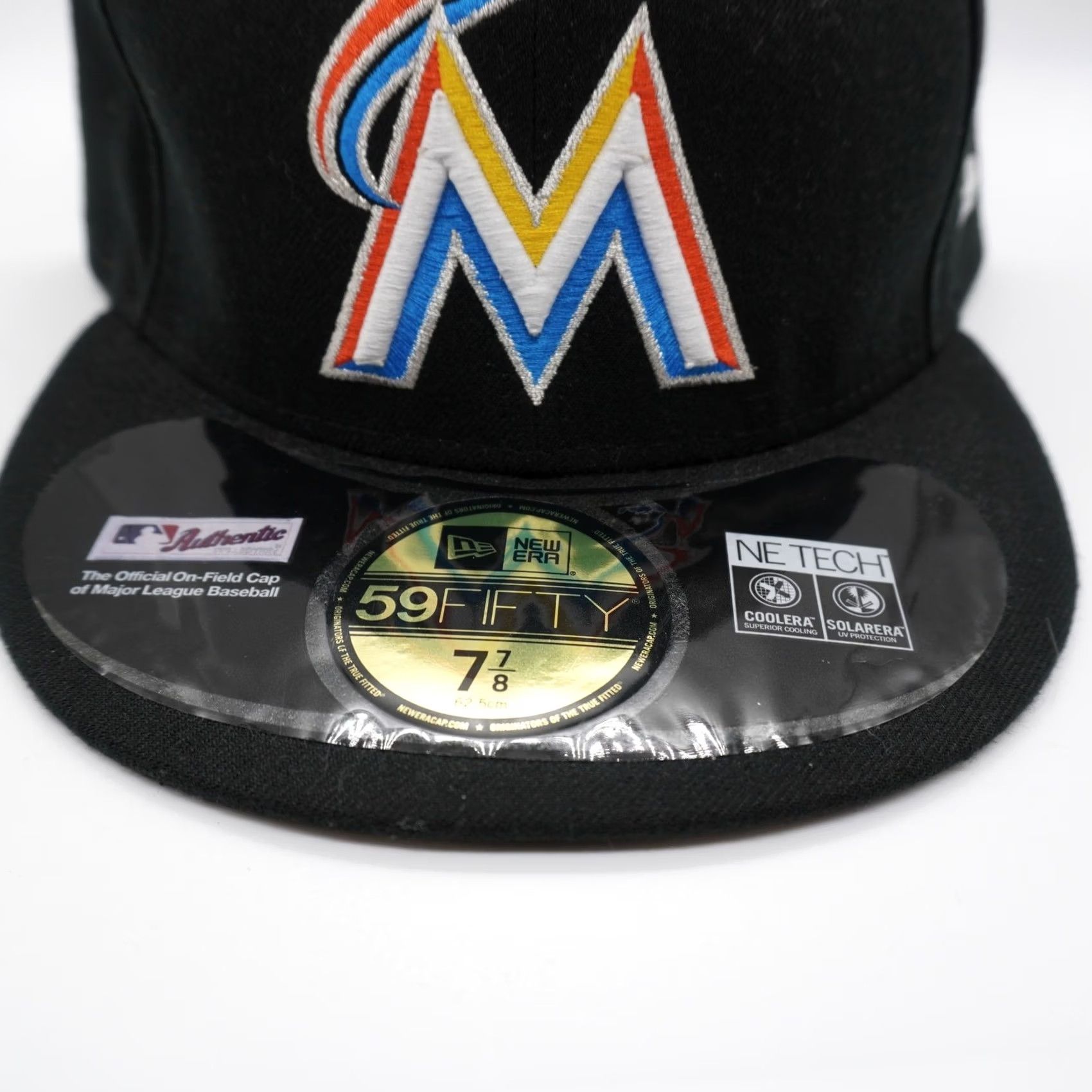 New Era New Era Miami Marlins Hat Mens 7 7/8 Black 59FIFTY Authentic On-Field Fitted Cap Size ONE SIZE - 2 Thumbnail
