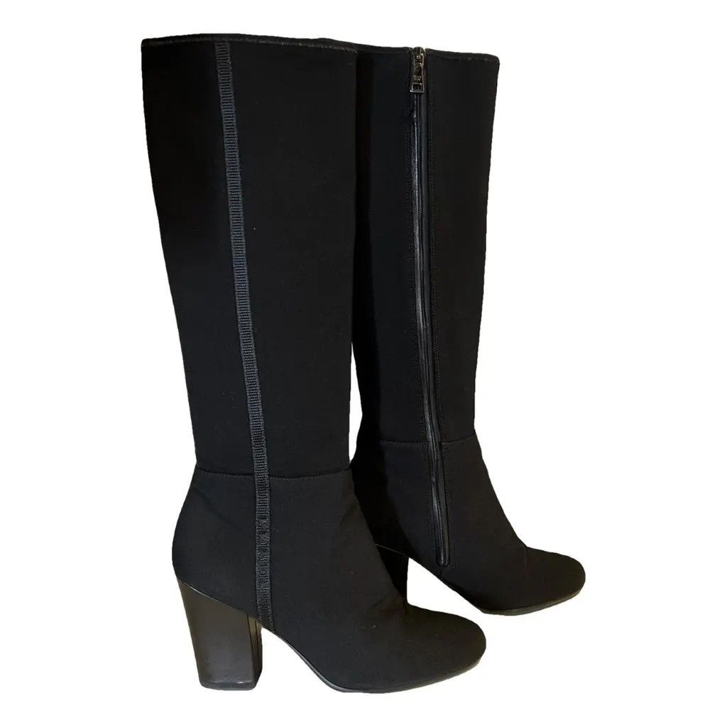 Prada PRADA Boots Neoprene Nylon Logo Heels Zip Shoes Black 39 Size US 9.5 / IT 39.5 - 2 Thumbnail