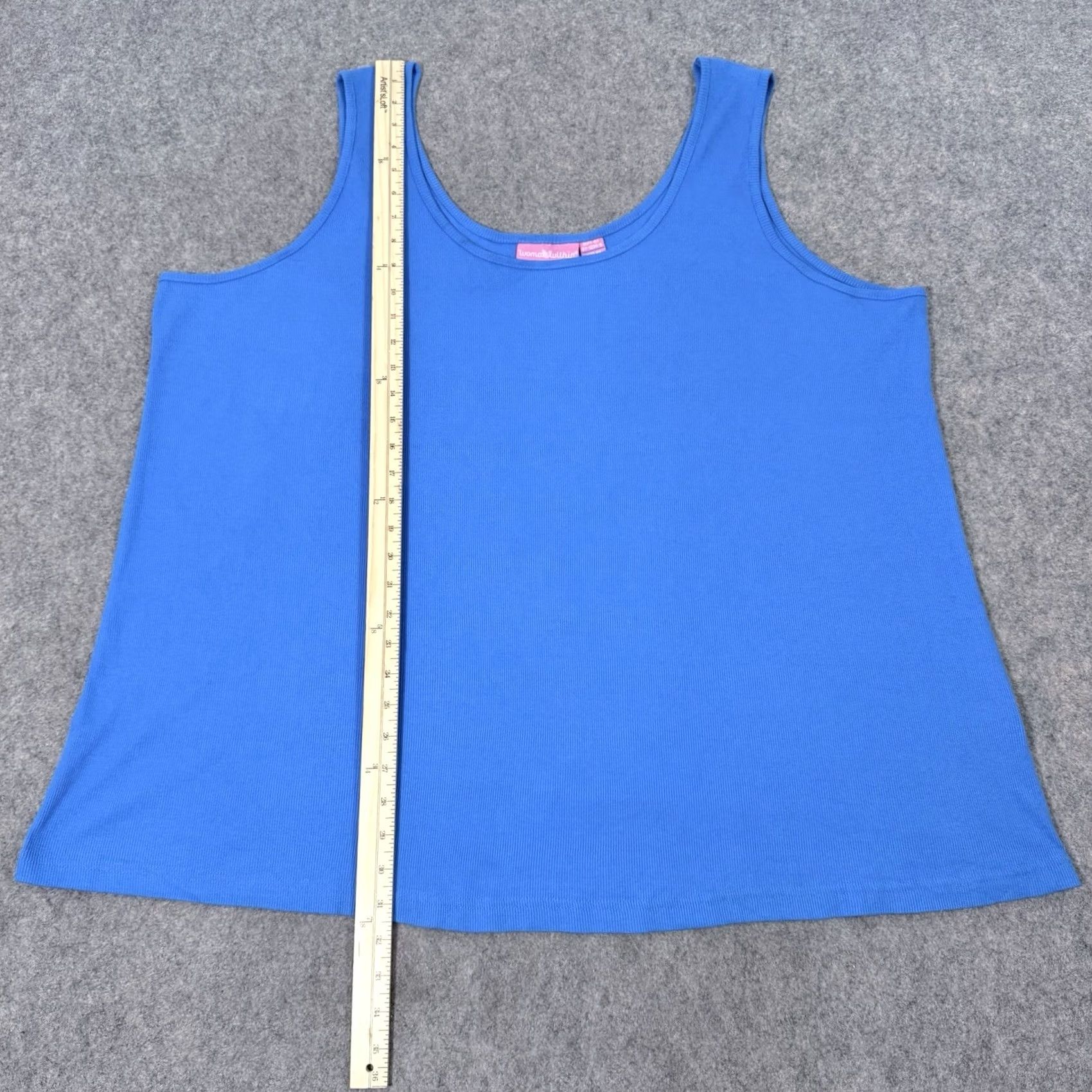 Vintage Woman Within Tank Top Shirt Sleeveless Plus 4X Blue Womens Beach Classic Casual Pullover Ribbed Stretch 31.5" Shirt Length Size XXL / US 16-18 / IT 52-54 - 4 Thumbnail