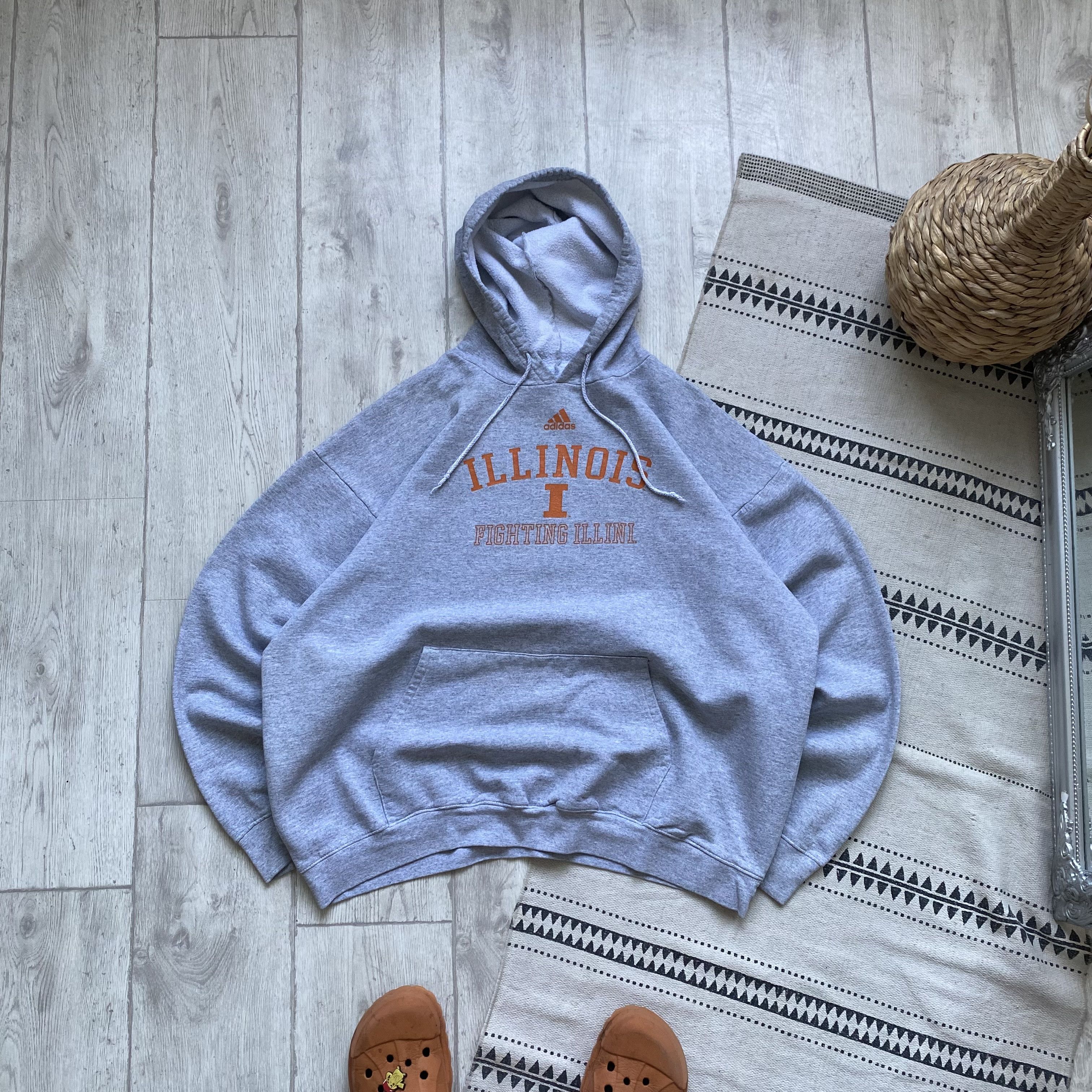 Adidas Vintage 90s Illinois illini University Boxy hoodie Adidas Size US L / EU 52-54 / 3 - 1 Thumbnail