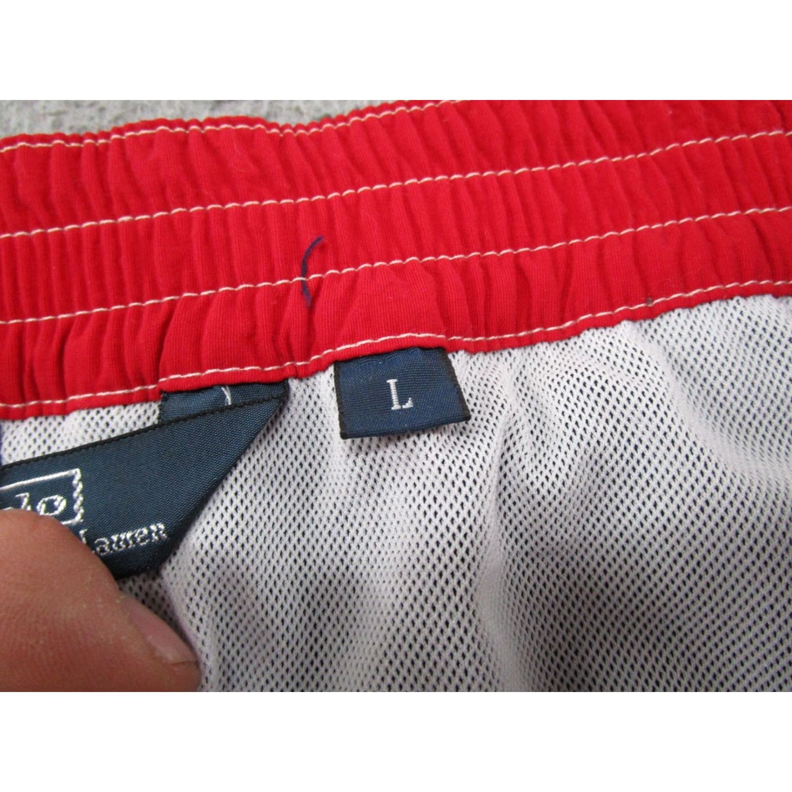 Polo Ralph Lauren VINTAGE Polo Ralph Lauren Swim Trunks Board Shorts Mens L Blue Navy Blue Poly Blend Drawstring Pockets Quick Dry Logo Beach Size US L / EU 52-54 / 3 - 4 Thumbnail