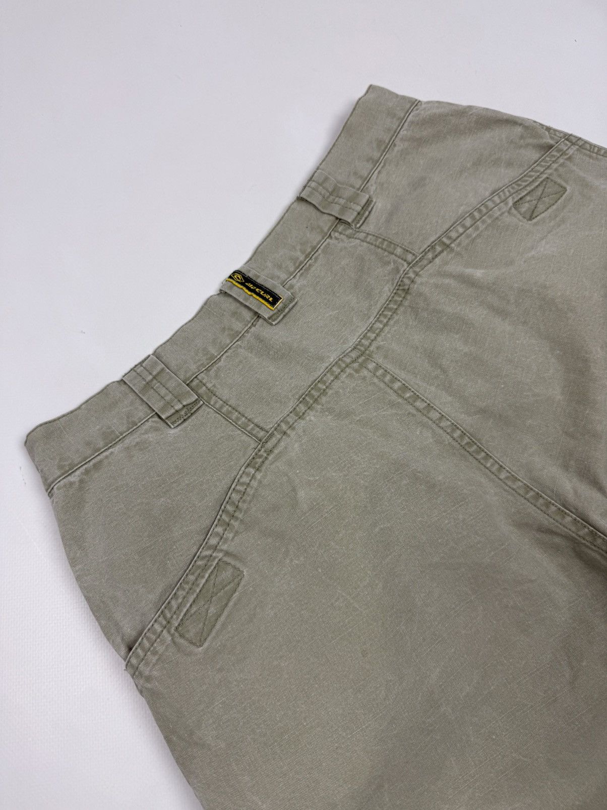Rip Curl 1990’s Vintage Rip Curl Khaki Green Canvas Long Shorts Jorts Size US 30 / EU 46 - 8 Thumbnail