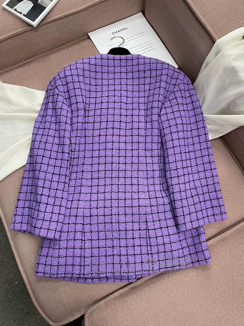 Chanel Chanel Purple plaid four-pocket woven sequin jacket Size XS / US 0-2 / IT 36-38 - 3 Thumbnail