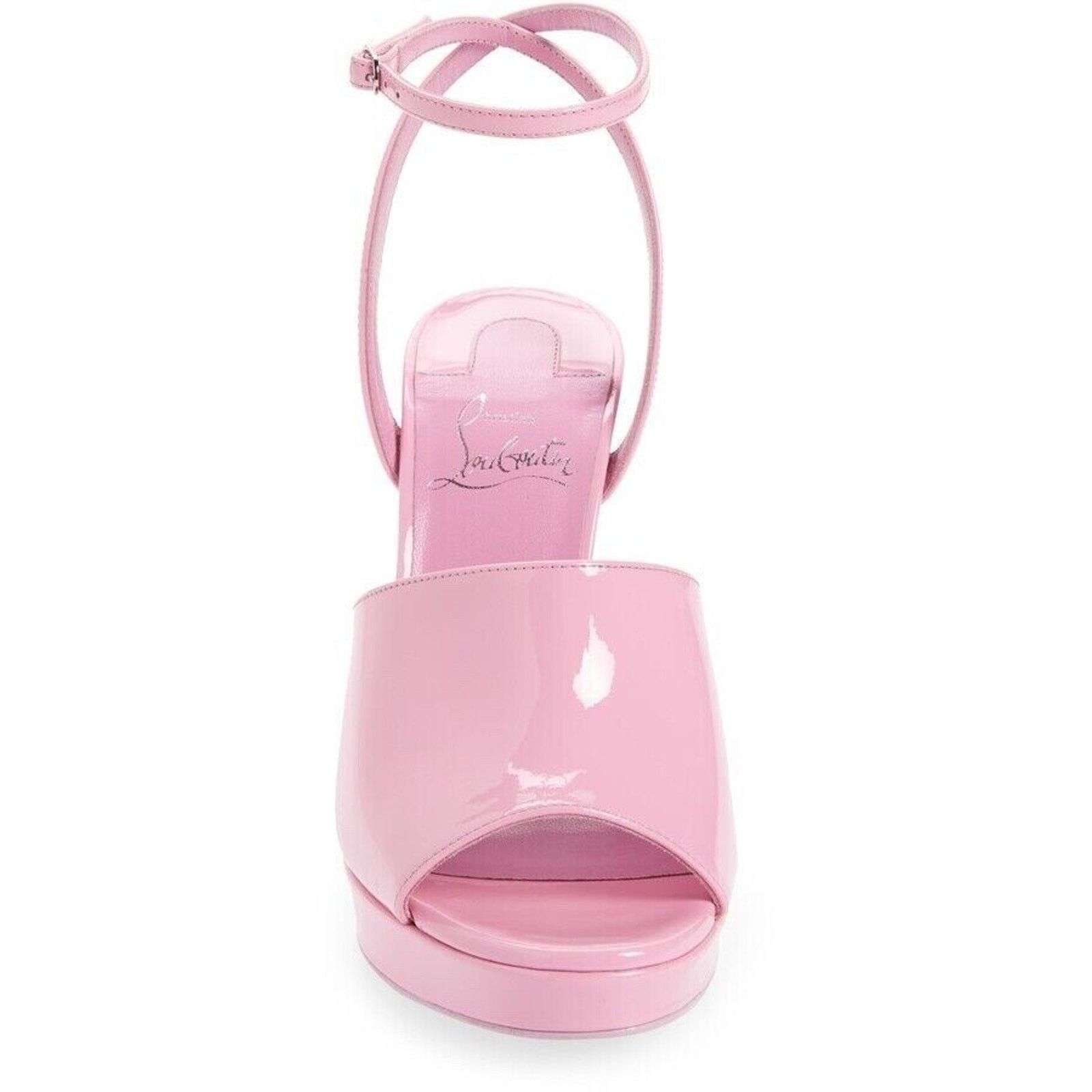 Christian Louboutin Miradona 120 Pink Patent Ankle Strap Sandal Heel Pump 38 Size US 8 / IT 38 - 5 Thumbnail