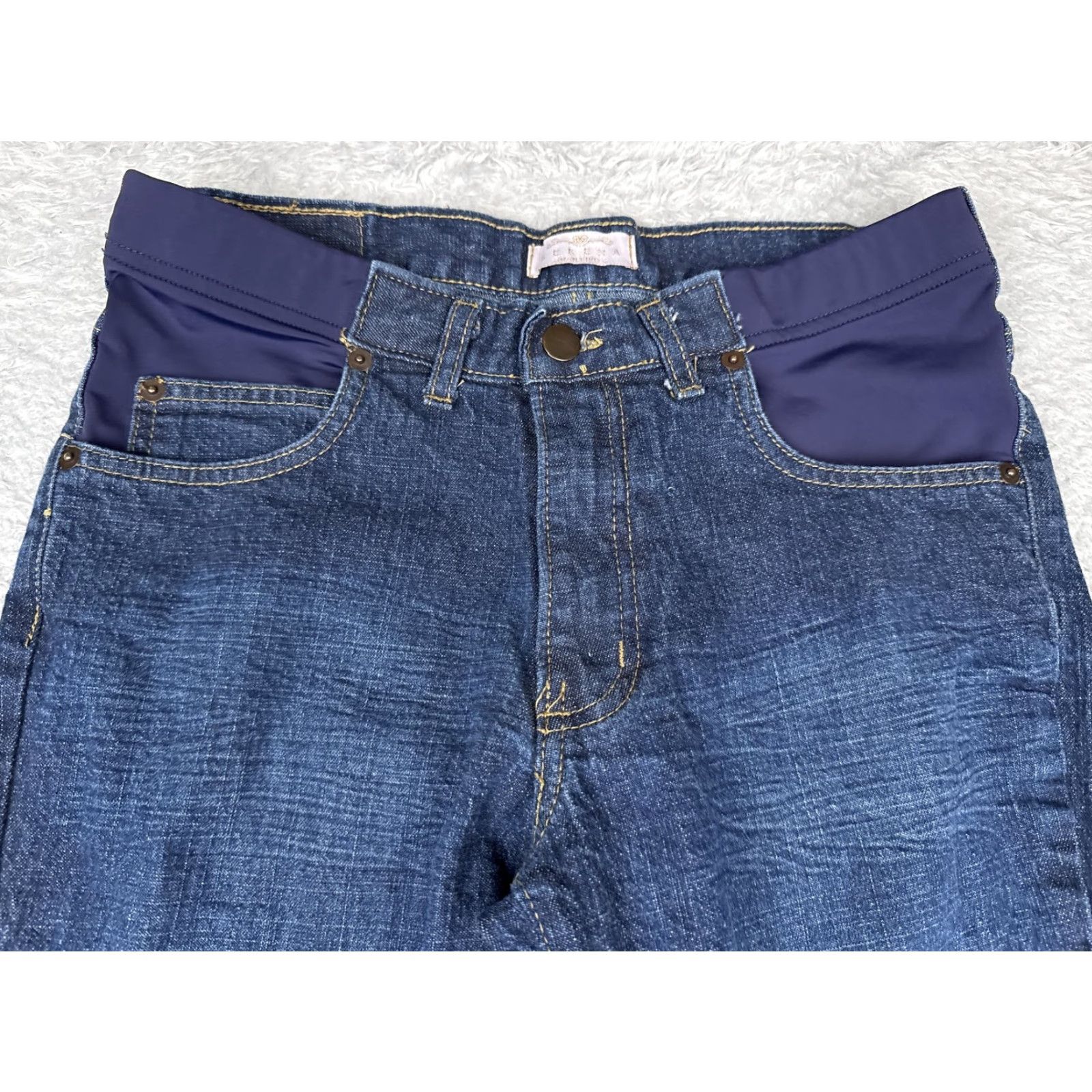 Denime Serena Maternity Jeans Womens XS Blue Dark Wash Bootcut Stretch Denim Over Belly Size 26" / US 2 / IT 38 - 4 Thumbnail
