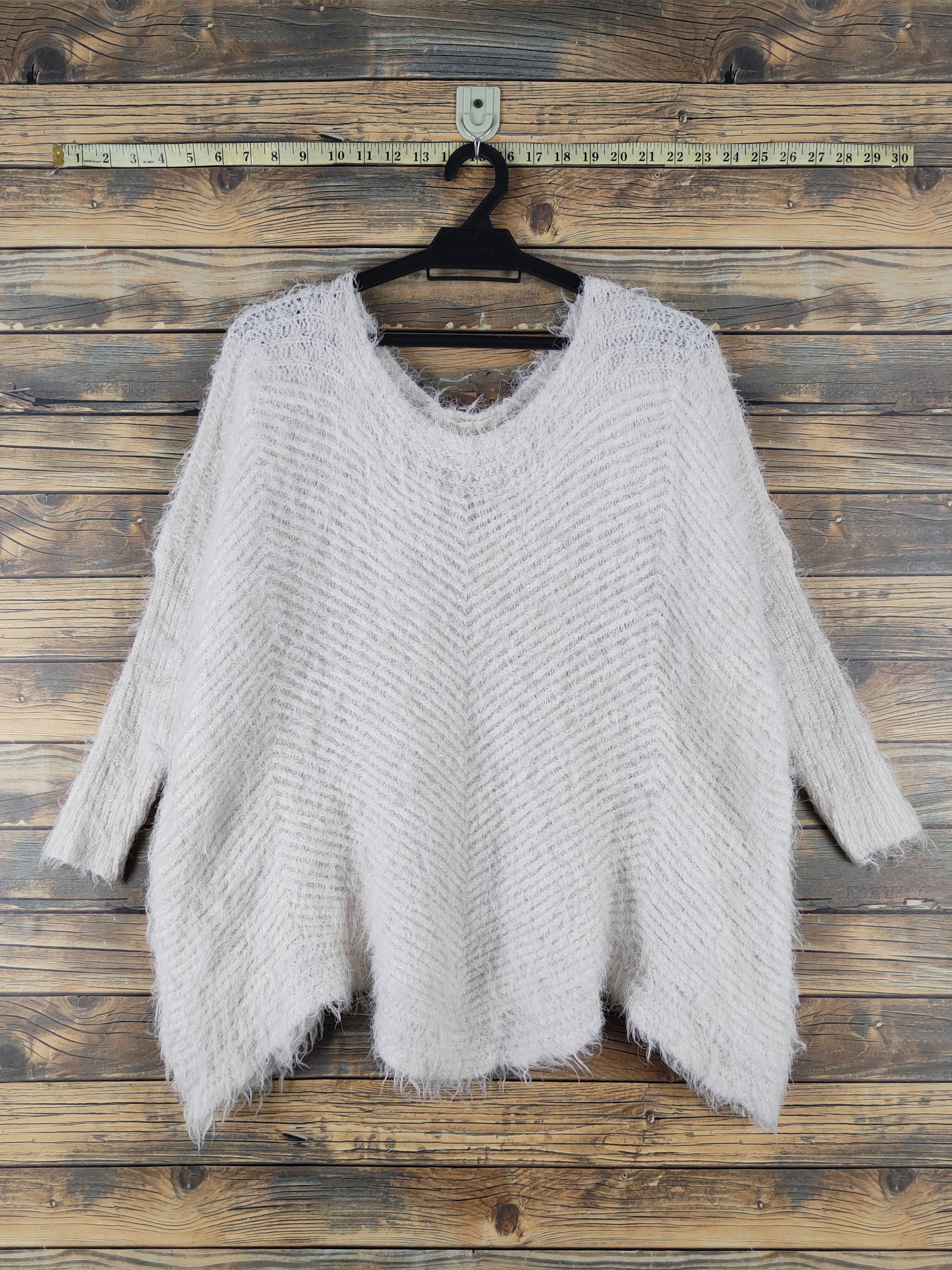 Japanese Brand Popeye Ivory Shag Shaggy Fur Mohair Knitwear #W1633 Size L / US 10 / IT 46 - 1 Thumbnail