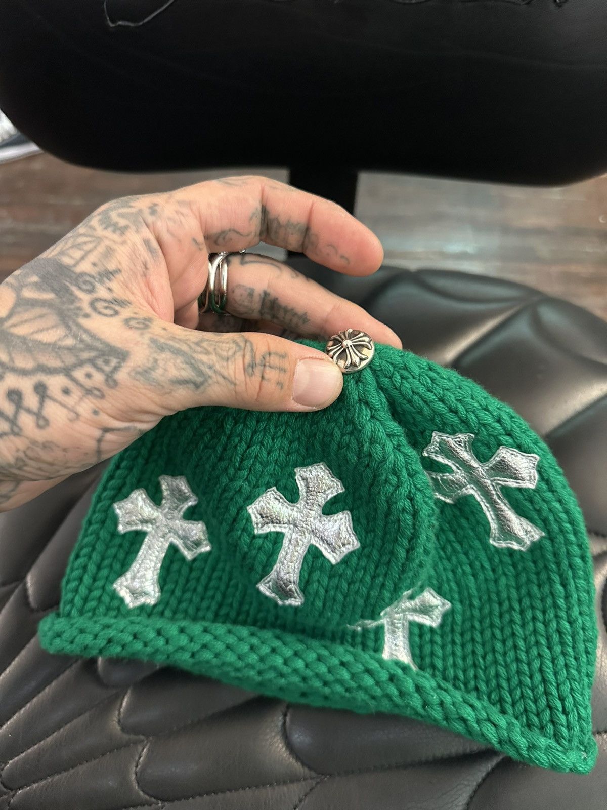Chrome Hearts Chrome Hearts NEW 1/1 VIP Flooded Cross Beanie Hat Size ONE SIZE - 1 Thumbnail
