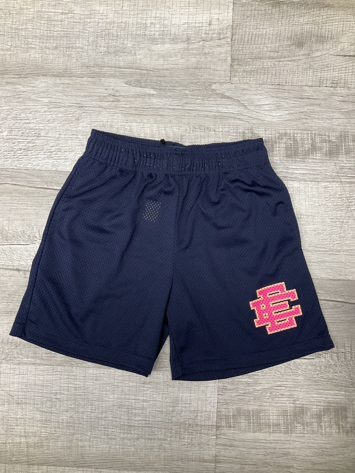 image of Eric Emanuel Ee Basic Mesh Shorts Navy Light Orange Pink in Light Navy, Men's (Size 26)