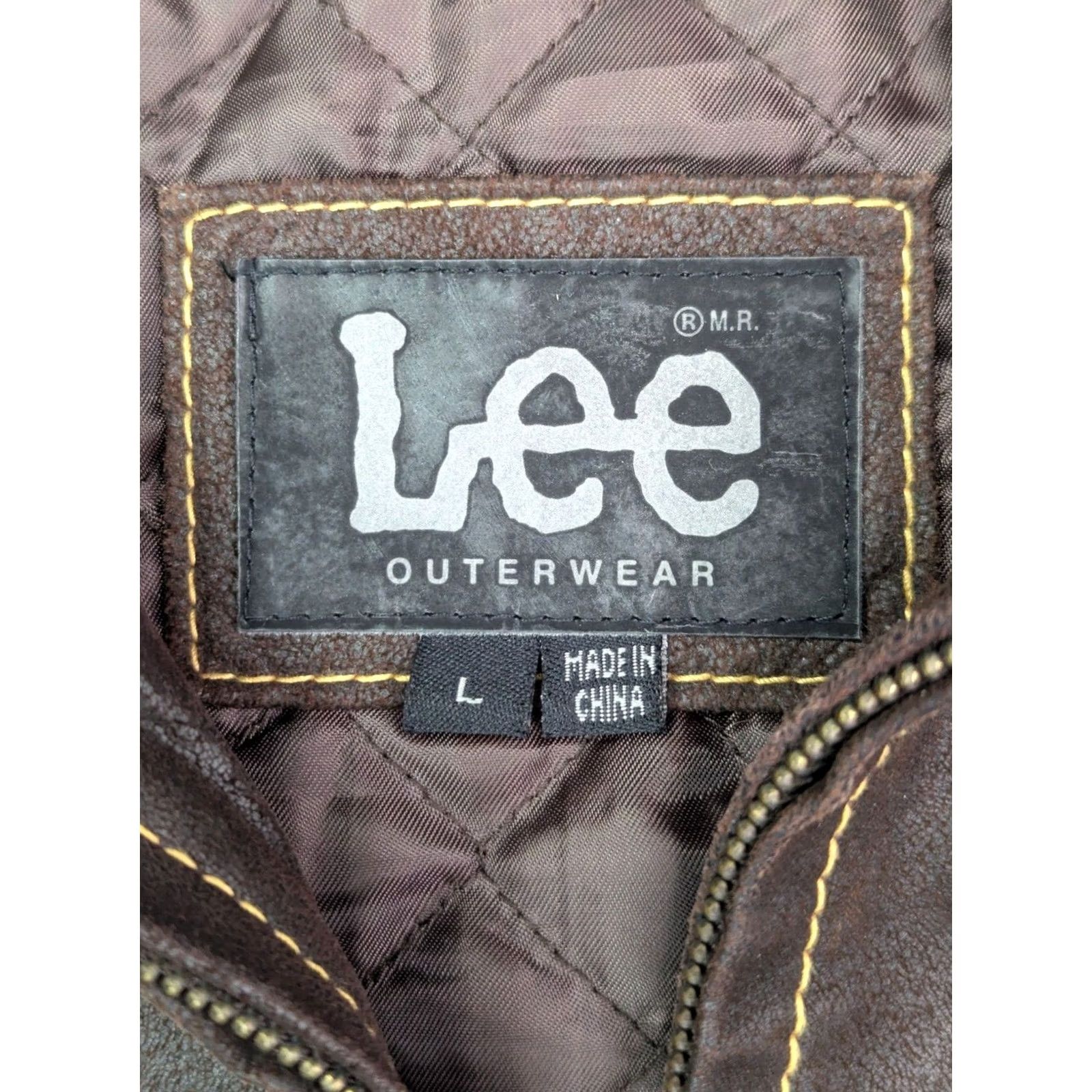 Lee VINTAGE Lee Leather Quilt Lined Jacket Womens L Brown Yellow Accent EUC Jacket Size L / US 10 / IT 46 - 3 Thumbnail