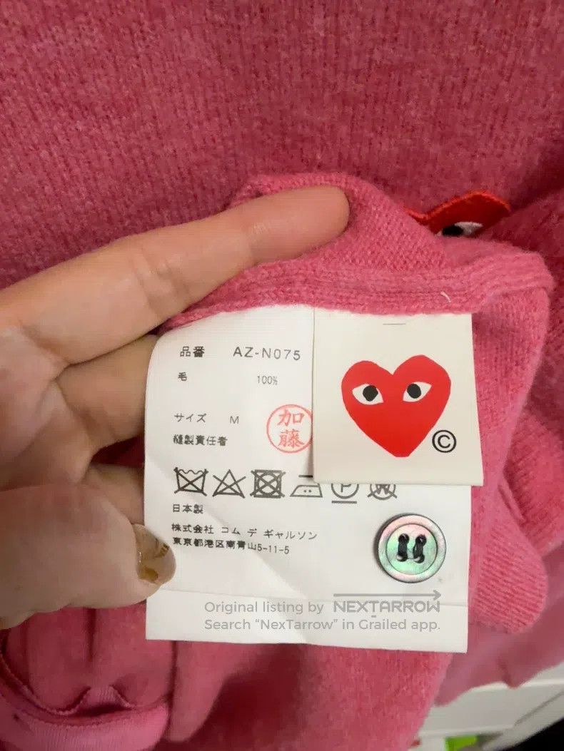 Comme des Garcons Comme Des Garcons Pink Double Heart Women's Woolen Cardiga Size M / US 6-8 / IT 42-44 - 4 Thumbnail