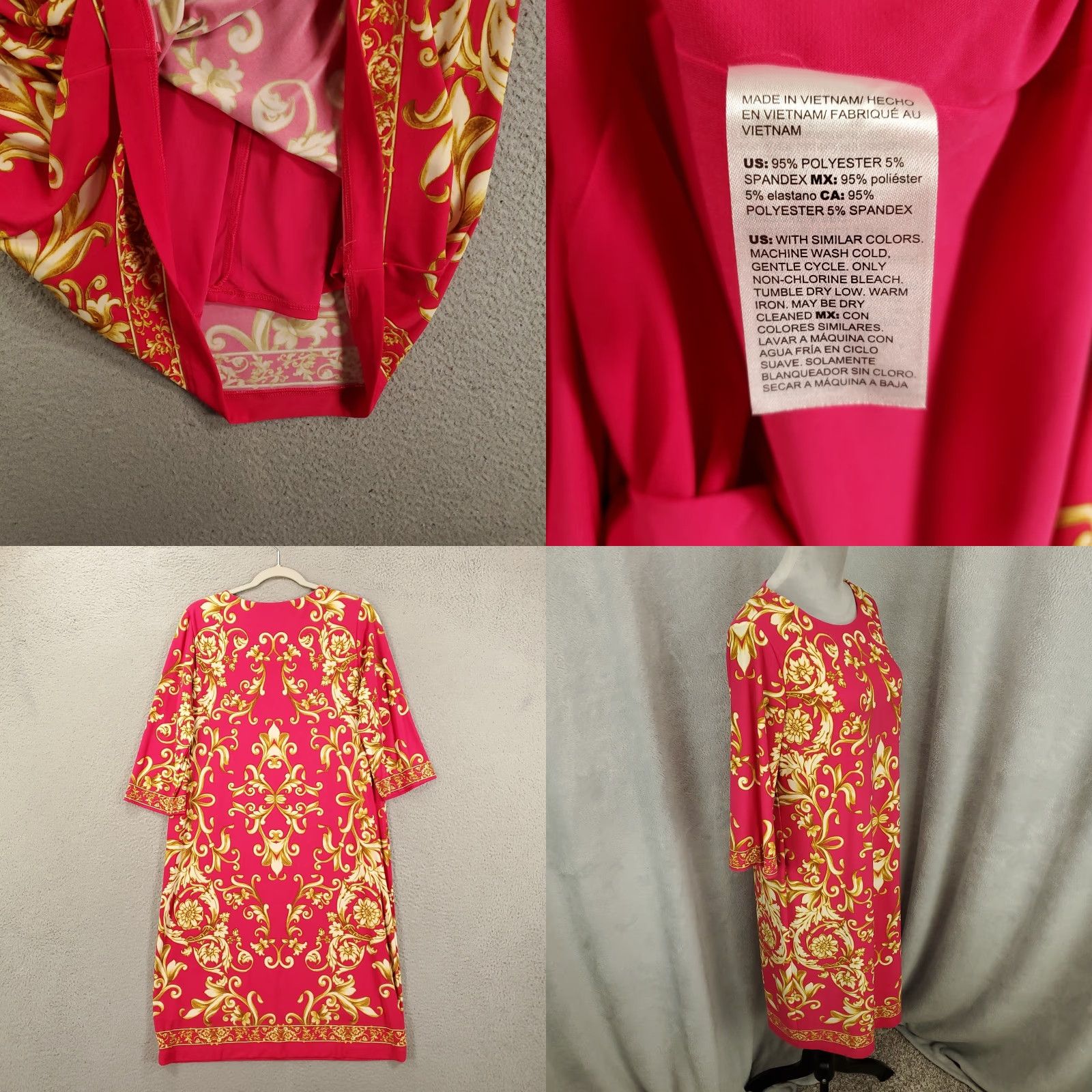 Vintage Chico's Dress Womens M Pink Knee Length Geometric Pullover Ity NWT Size M / US 6-8 / IT 42-44 - 8 Thumbnail