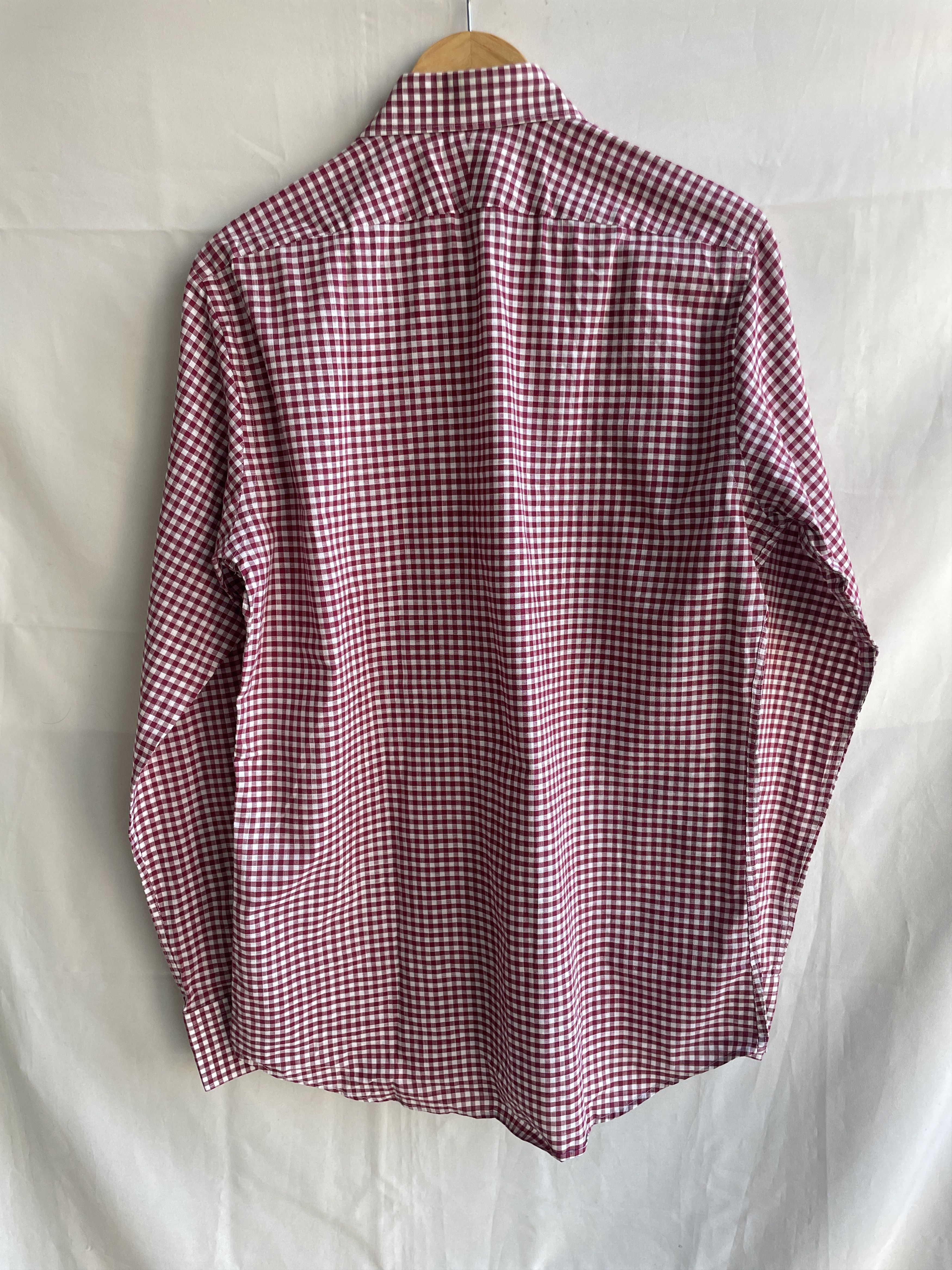 Suitsupply Suitsupply Gingham Check Red Spread Collar Dress Shirt Size 42R - 2 Thumbnail