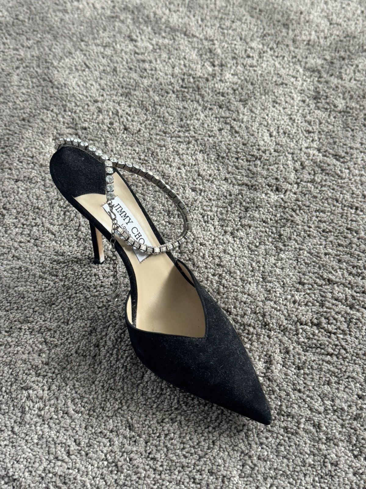 Jimmy Choo Saeda 100 Black suede pumps Size US 8.5 / IT 38.5 - 3 Thumbnail