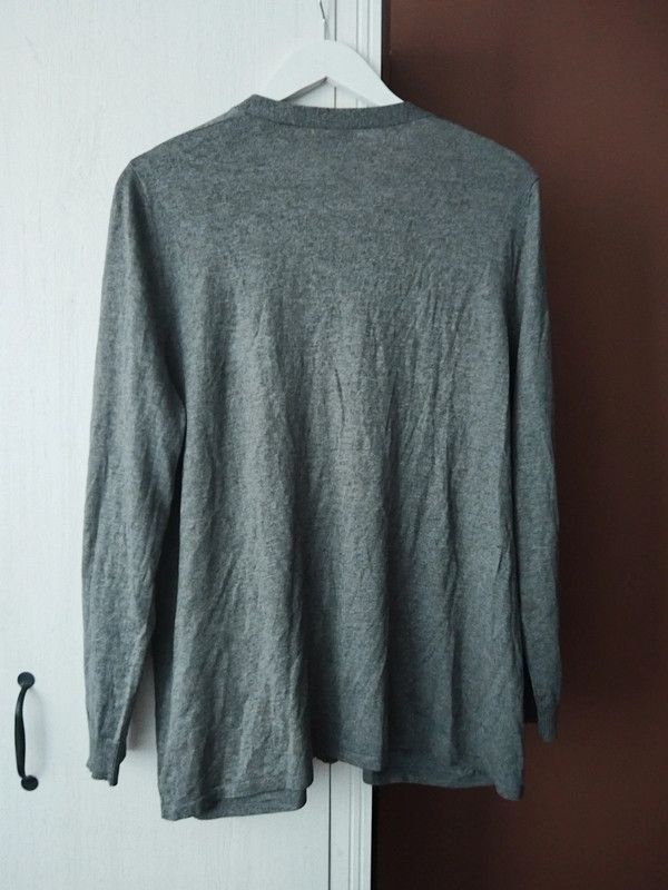 Other × Vintage Marina Rinaldi grey cardigan wool silk cashmere suede Size L / US 10 / IT 46 - 4 Thumbnail