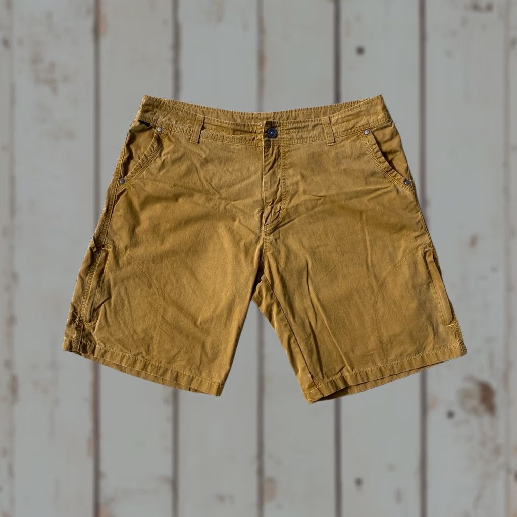 Vintage Kuhl Mens Shorts Cargo Vintage Patina Size 38 11" Inseam Casual Regular Knit/Cotton Blend Cargo Pocket Logo Belt Loops Brown Mens Size US 38 / EU 54 - 1 Thumbnail