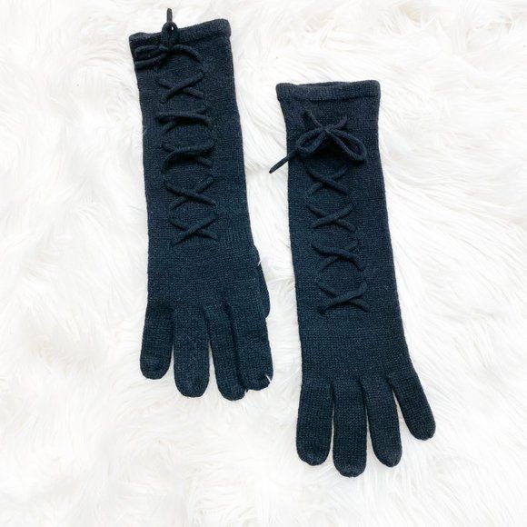 Sutton Studio Sutton Studio Cashmere Lace Up Long Gloves & Ivory Button Co Size ONE SIZE - 5 Thumbnail
