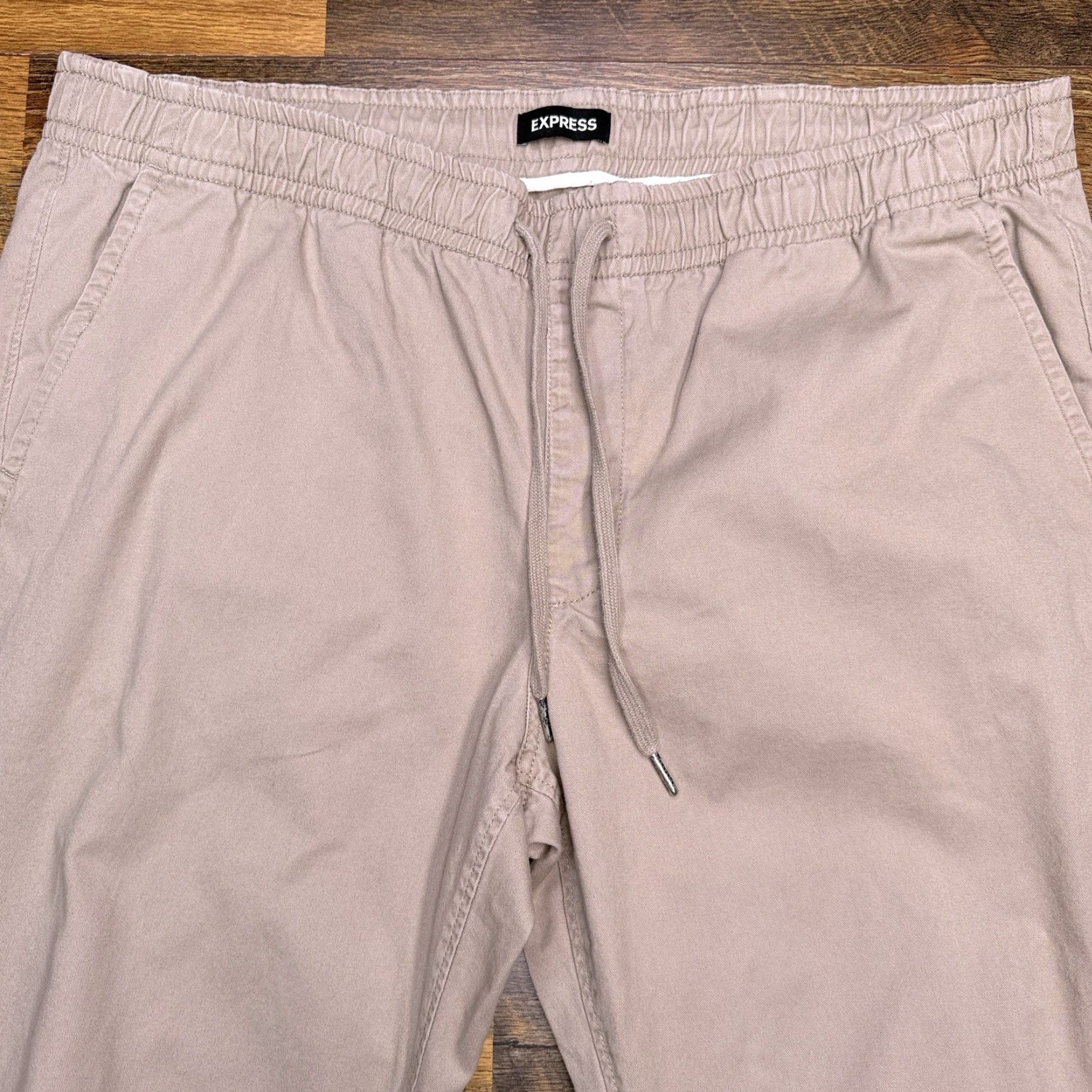 Express Express Jogger Pants Mens XL Brown Drawstring Tapered Regular Pockets Logo Twill Cotton Size US 36 / EU 52 - 3 Thumbnail