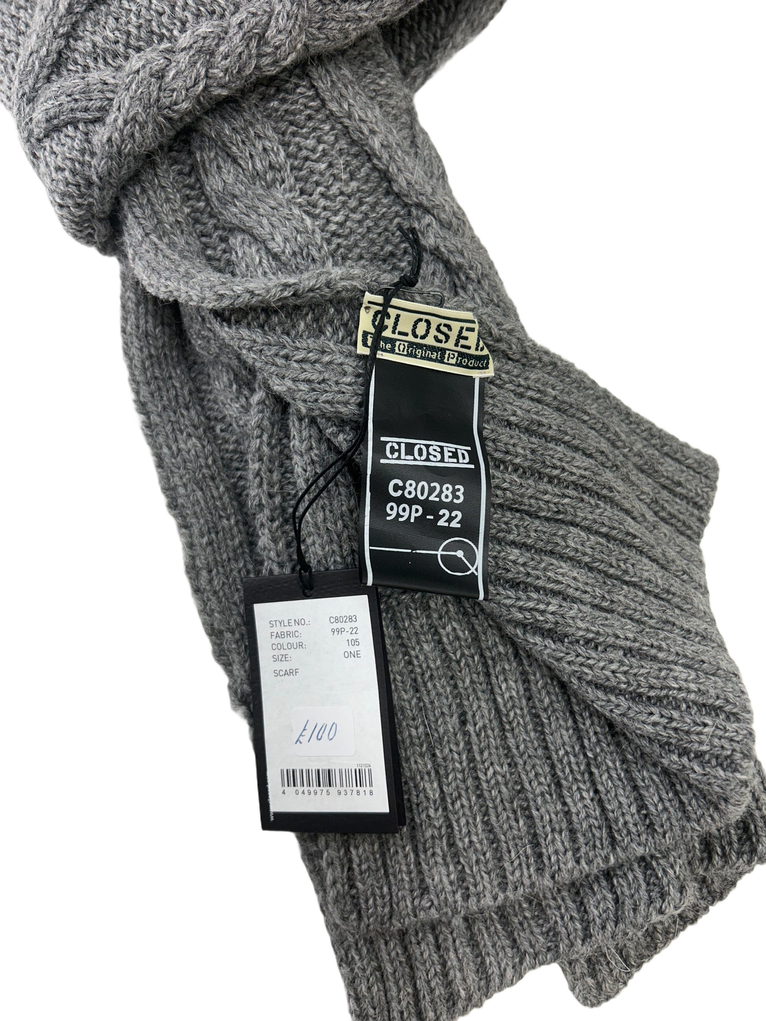 CLOSED Closed Grey Cable Knit Scarf Size ONE SIZE - 3 Thumbnail