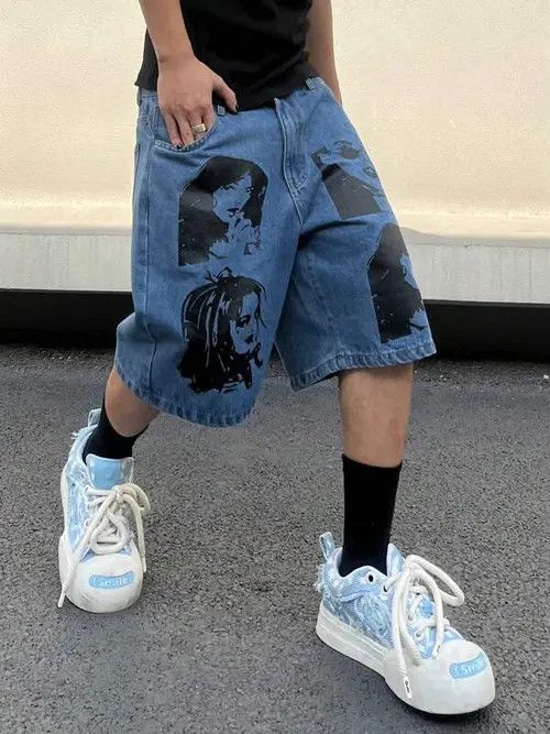 Japanese Brand Nozomi x Jingu Graphic Y2k Shorts Jorts Denim Size US 32 / EU 48 - 5 Thumbnail