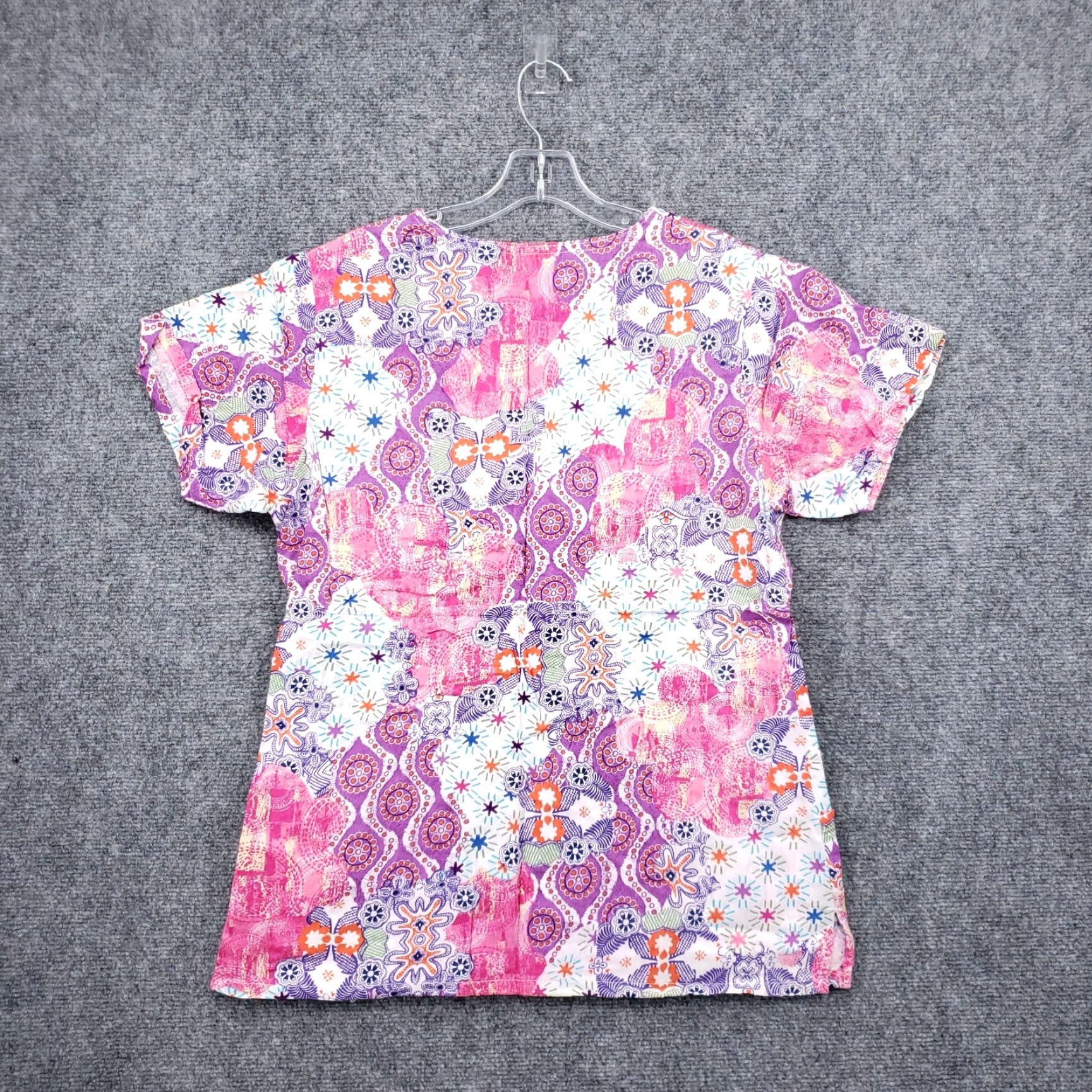 Pinko WS Gear Scrub Top Womens M Medium Pink Patterned Short Sleeves Size M / US 6-8 / IT 42-44 - 2 Thumbnail