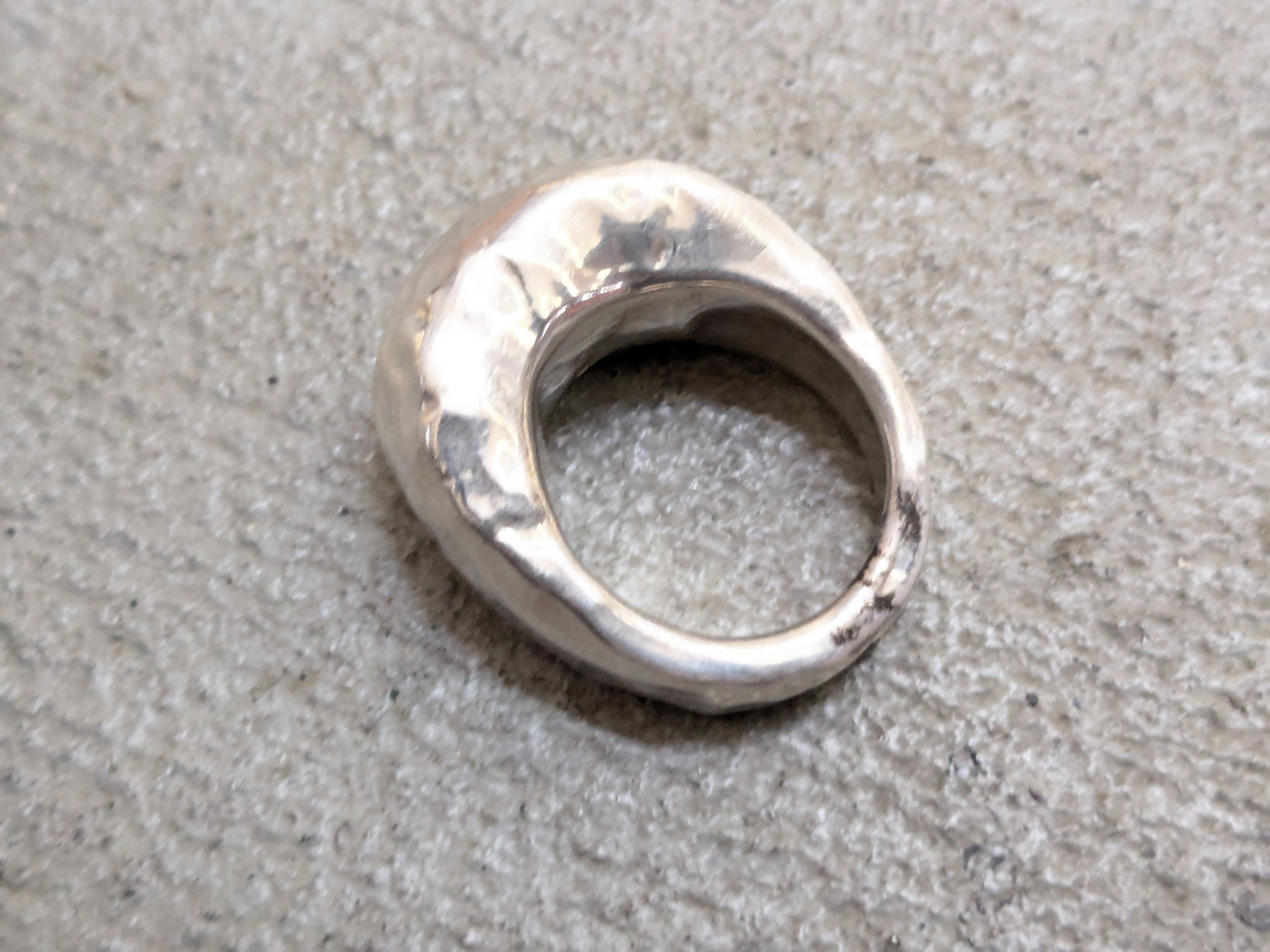 Jewelry Vintage Sterling Silver Ring 7 Modern Hammered Abstract Size ONE SIZE - 3 Thumbnail