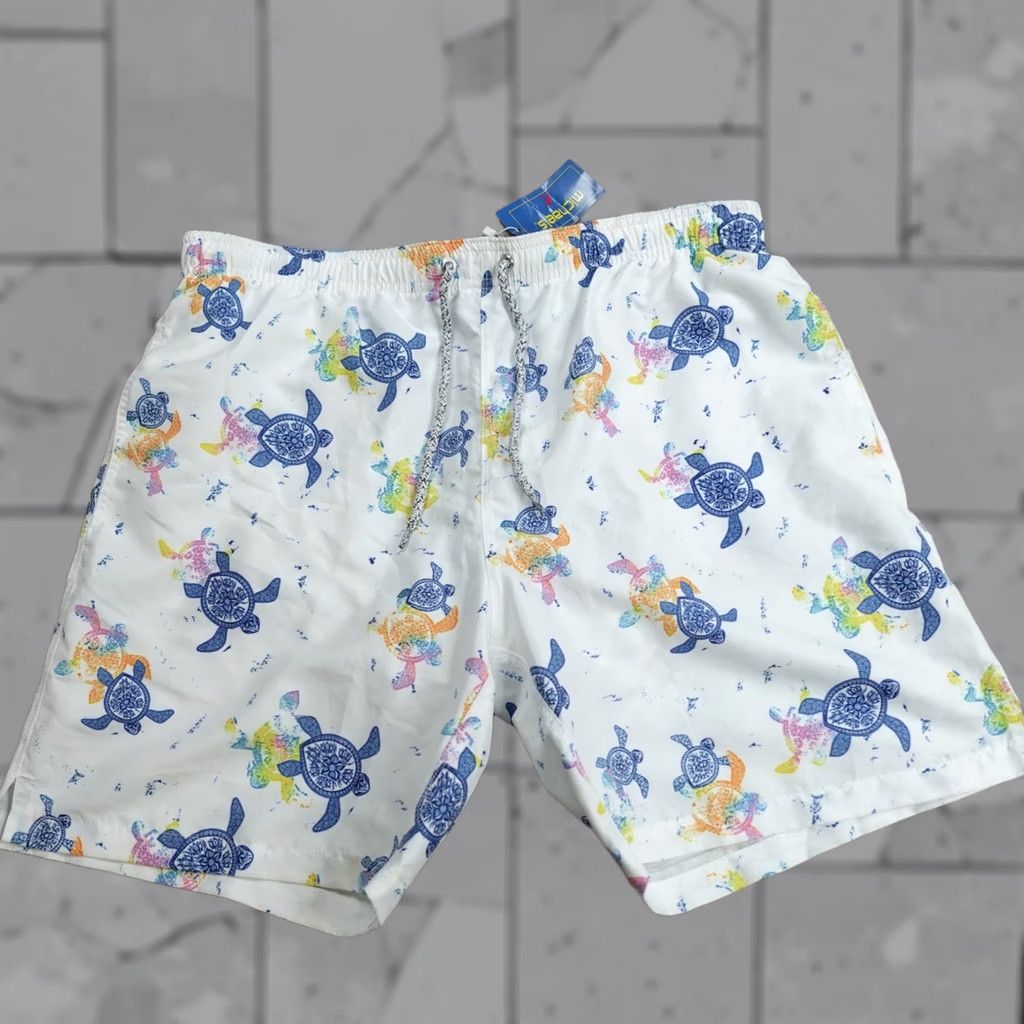 Swims VINTAGE Michael's Mens Swim Shorts Large White Turtles All Over Print Drawstring NEW Size US 33 - 1 Thumbnail
