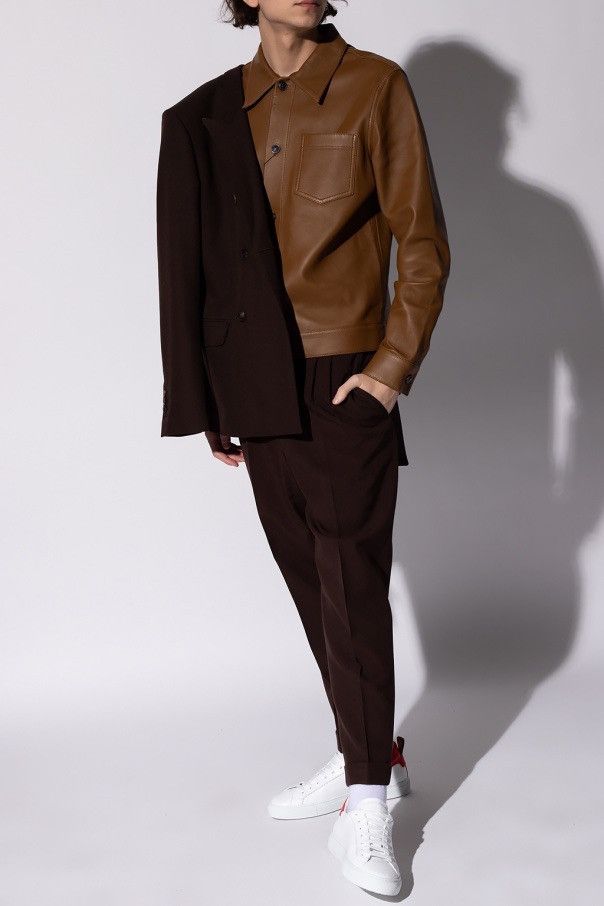AMI NEW M Tan Brown Lamb Leather Classic Leather Buttoned Jacket Size US M / EU 48-50 / 2 - 7 Thumbnail