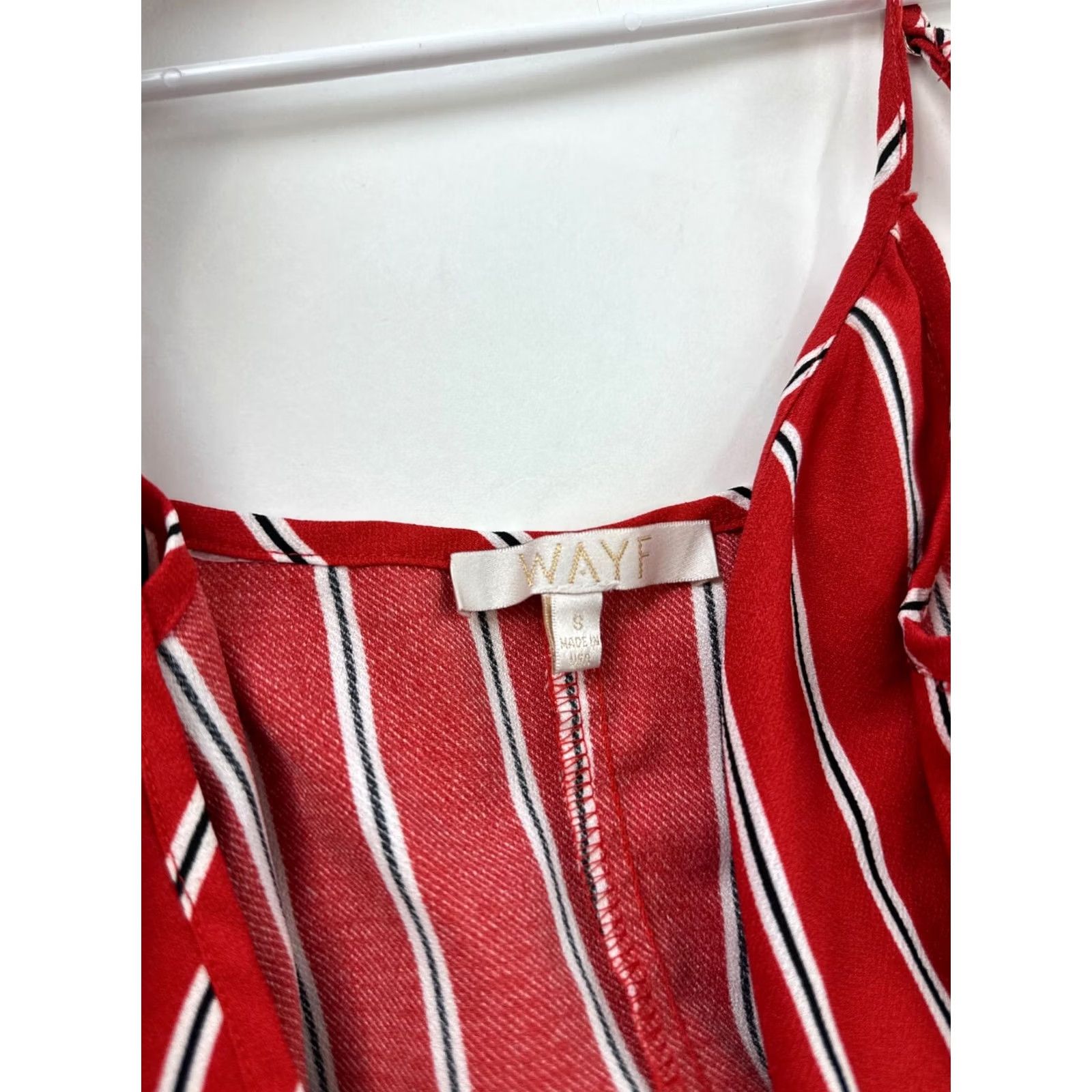 Vintage Wayf Dress Womens S Red White Striped Tie Back Spaghetti Strap Wrap V Neck Casual Size S / US 4 / IT 40 - 3 Thumbnail