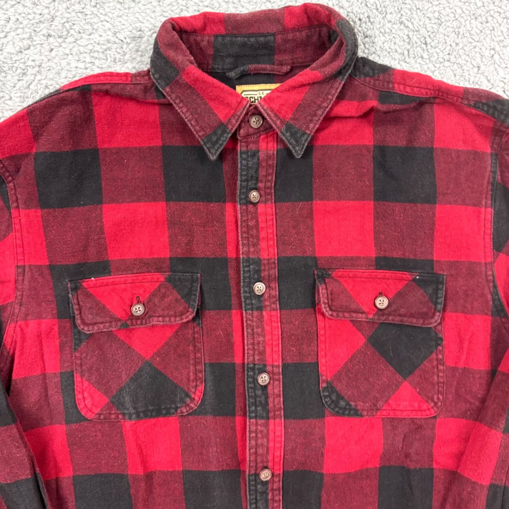 Vintage C.E. Schmidt Shirt Mens Medium Red Button Plaid Long Sleeve Flannel Workwear Size US M / EU 48-50 / 2 - 2 Thumbnail