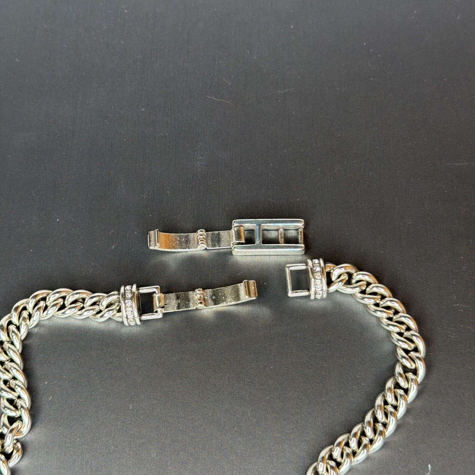 Brighton Brighton Silver Tone Chunky Chain Pave Open Heart Necklace Size ONE SIZE - 10 Thumbnail