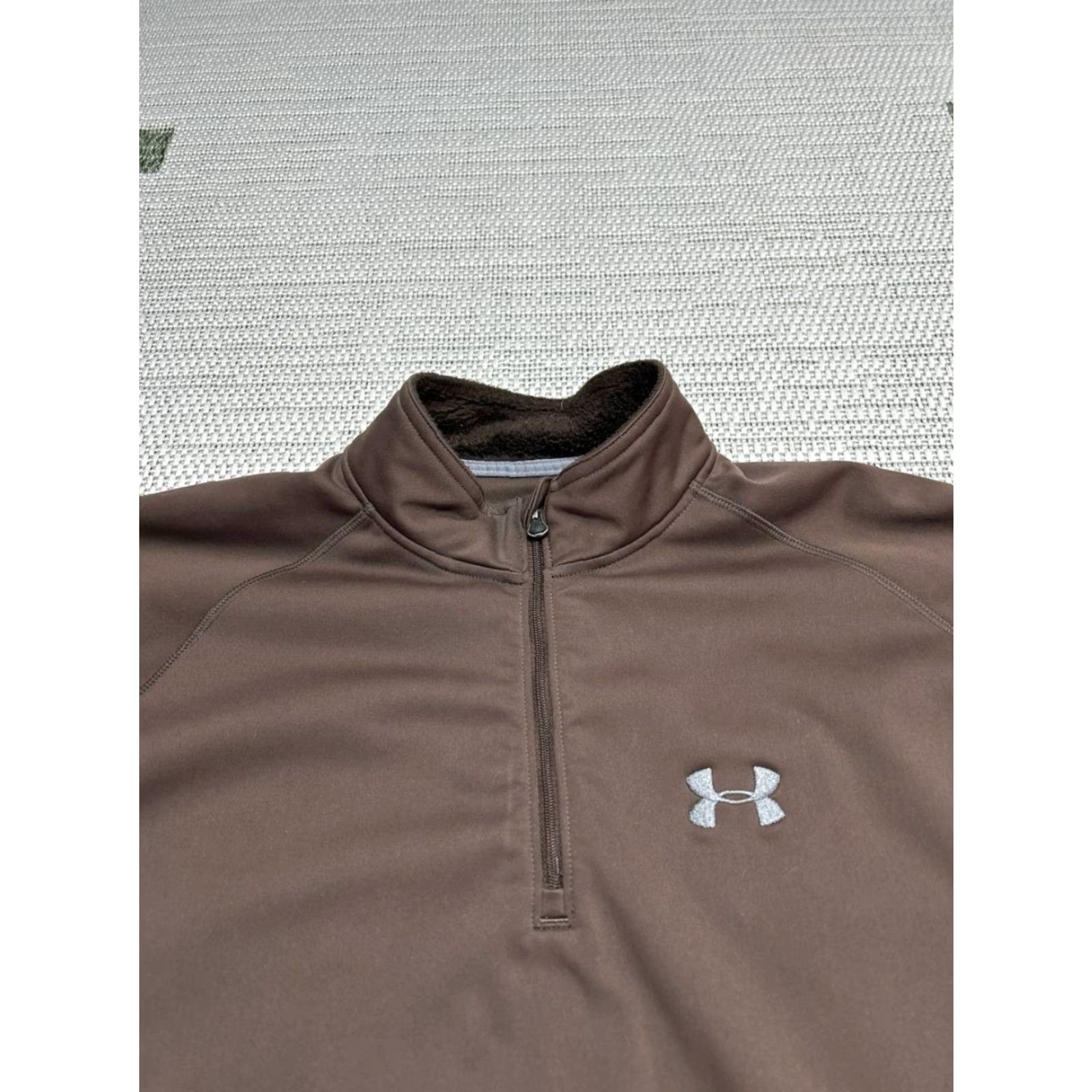 Under Armour Under Armour Fleece Sweater Mens Large Brown Colorblock 1/4 Zip Lined Pullover Size US L / EU 52-54 / 3 - 2 Thumbnail