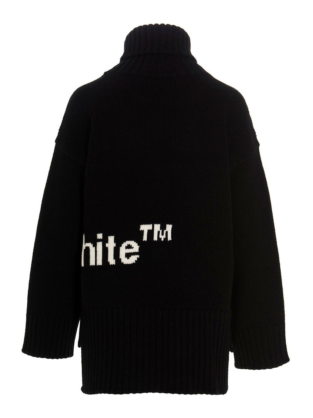 Off-White o1gr1nt1124 Logo Intarsia Turtleneck Sweater in Black Size S / US 4 / IT 40 - 2 Thumbnail