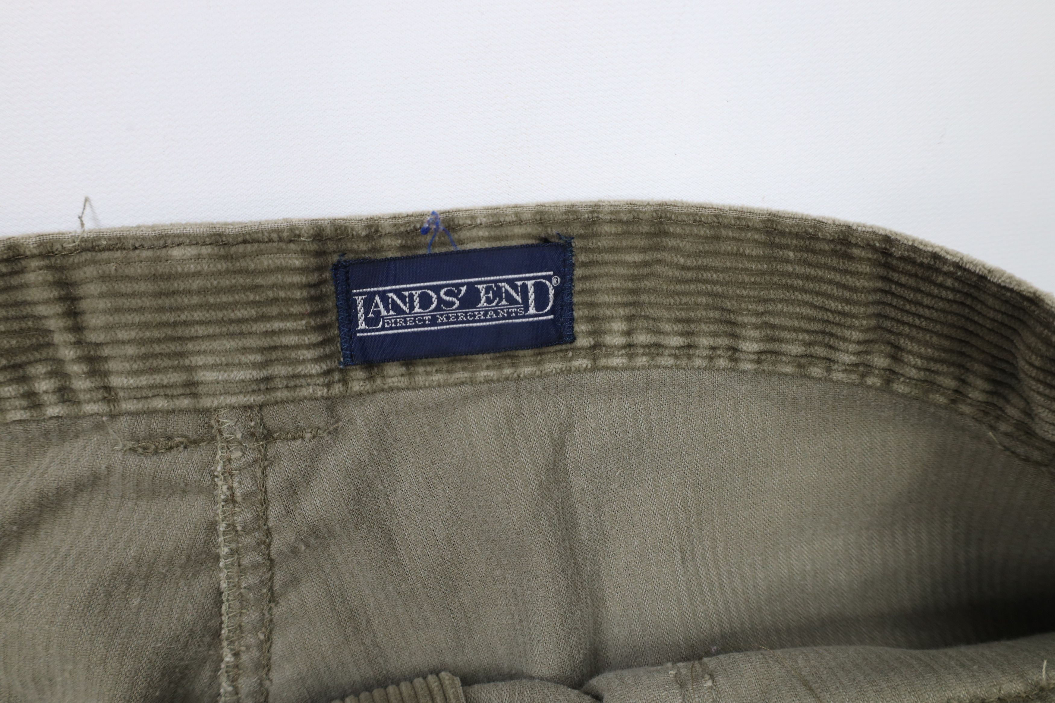 Lands' End × Vintage Vintage 90s Lands End Wide Leg Cargo Pants Green USA Size US 38 / EU 54 - 7 Thumbnail