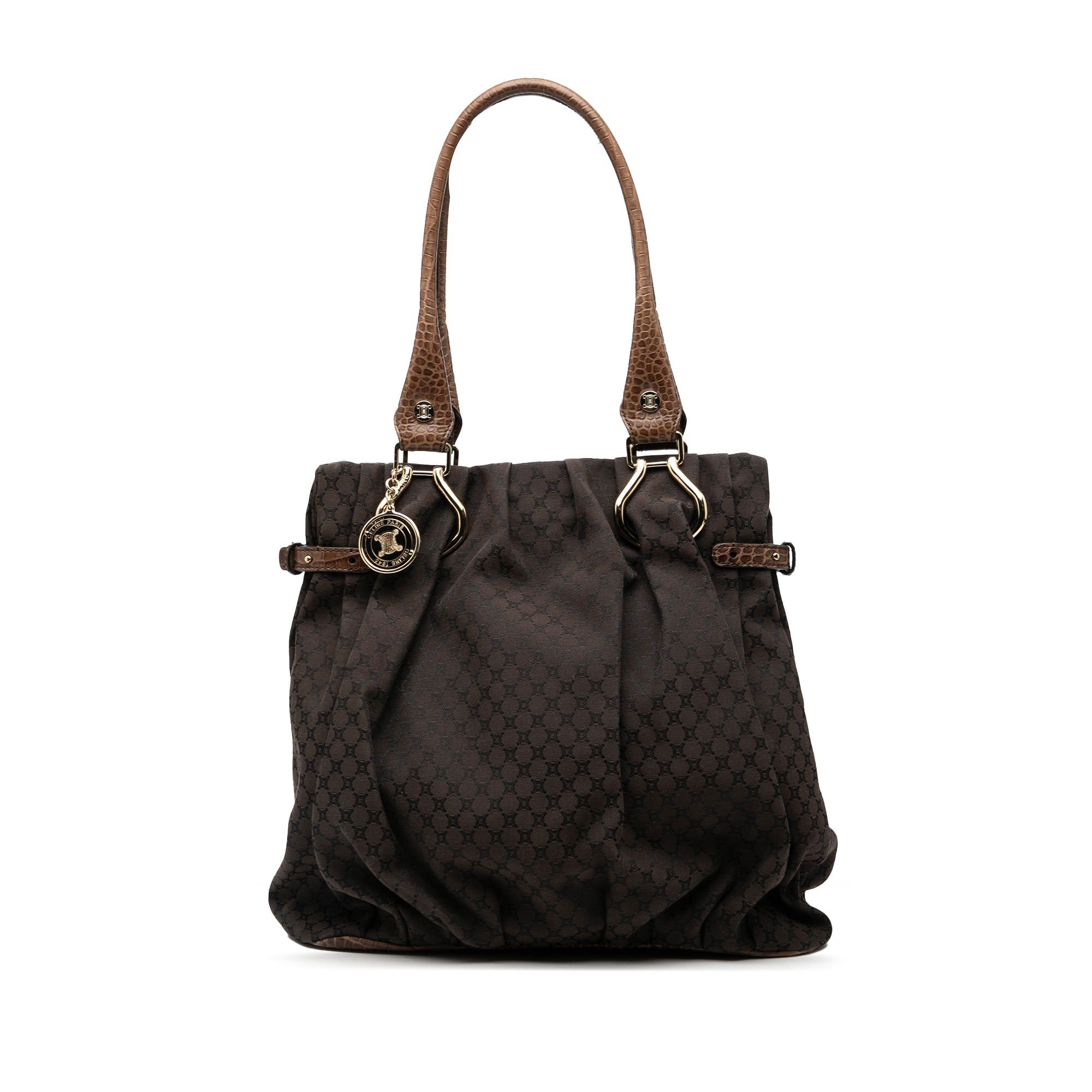 Celine Embossed Leather Trimmed Macadam Canvas Vertical Tote Size ONE SIZE - 1 Thumbnail
