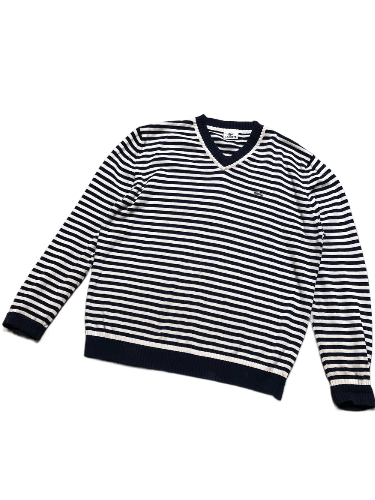 Lacoste Vintage Lacoste 100% Cotton Striped V-Neck Sweater Size US XL / EU 56 / 4 - 1 Thumbnail