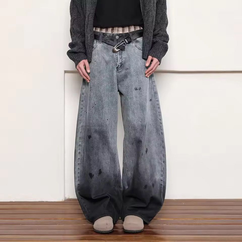 Jean Bleached Denim Jeans | Wide-Leg | Distressed Wash Size US 29 - 5 Thumbnail