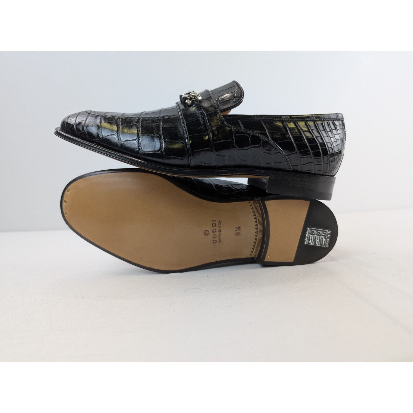 Gucci o1rshd1 Sukey Logo Crocodile Dress Loafers Shoe Boots Black Size US 10 / EU 43 - 13 Thumbnail